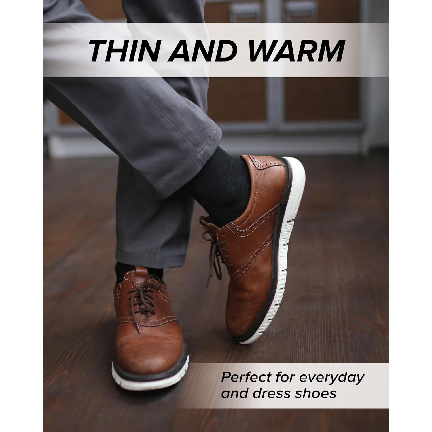 Merino Wool Socks for Men, 3 Pairs, Black, EU 47-50: image 4