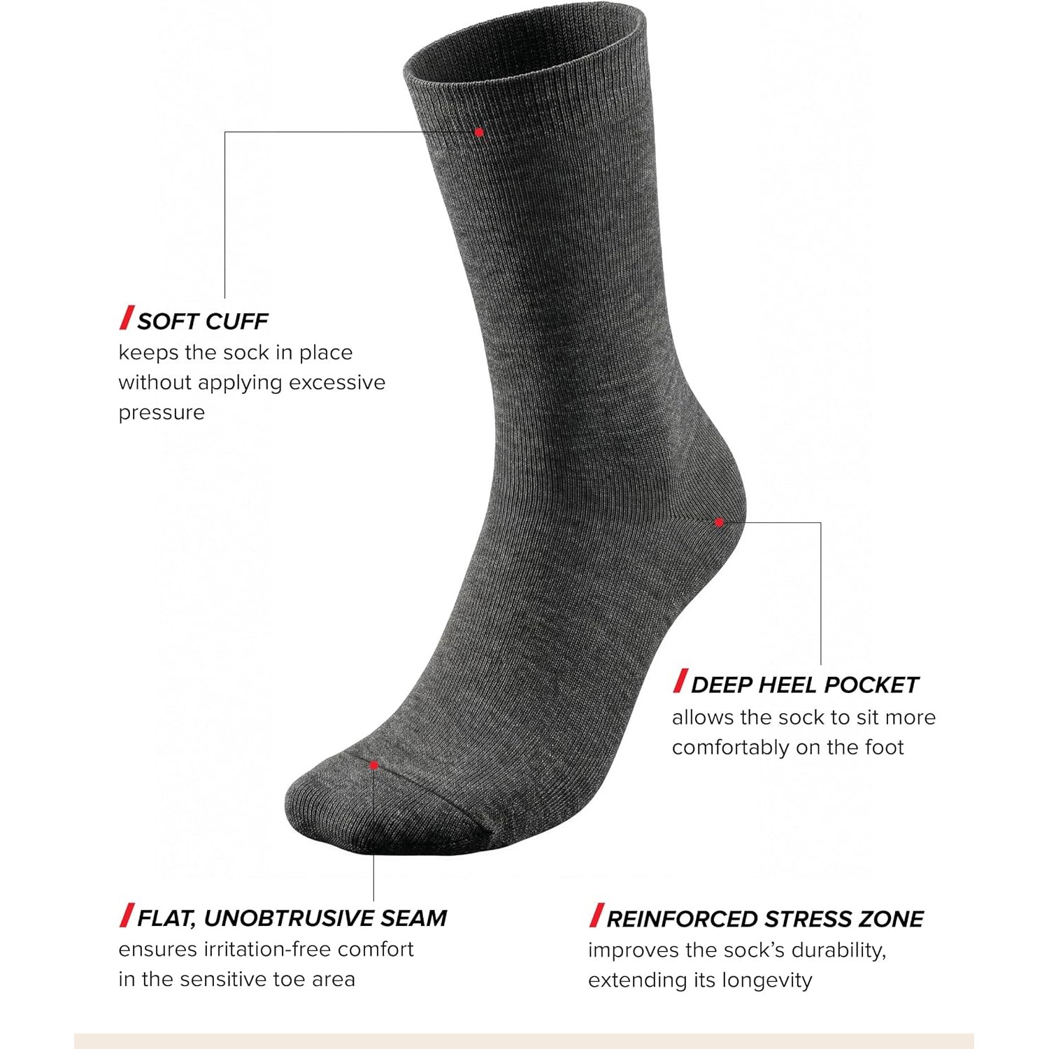 Merino Wool Socks for Men, 3 Pairs, Black, EU 47-50: image 5