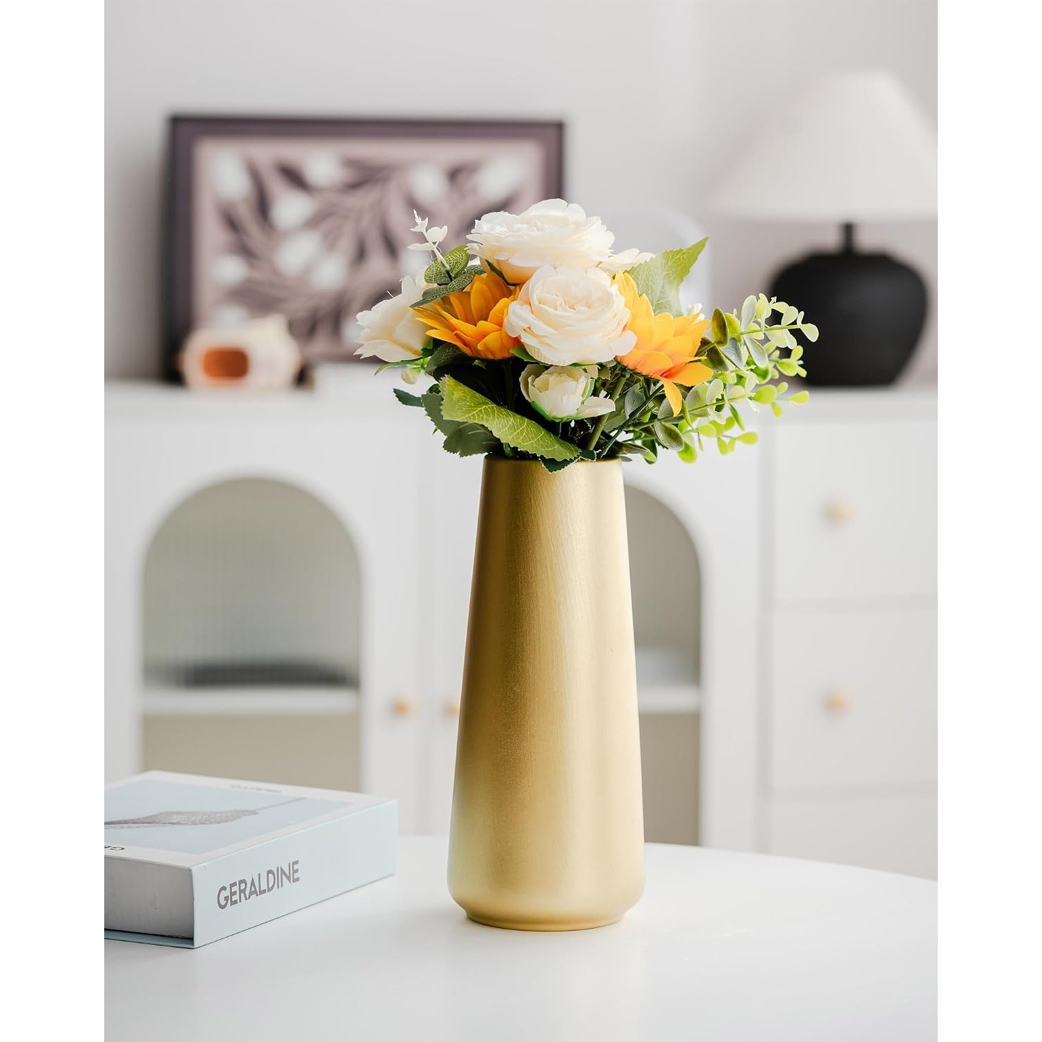 Light Gold Ceramic Vase 25 cm: image 2