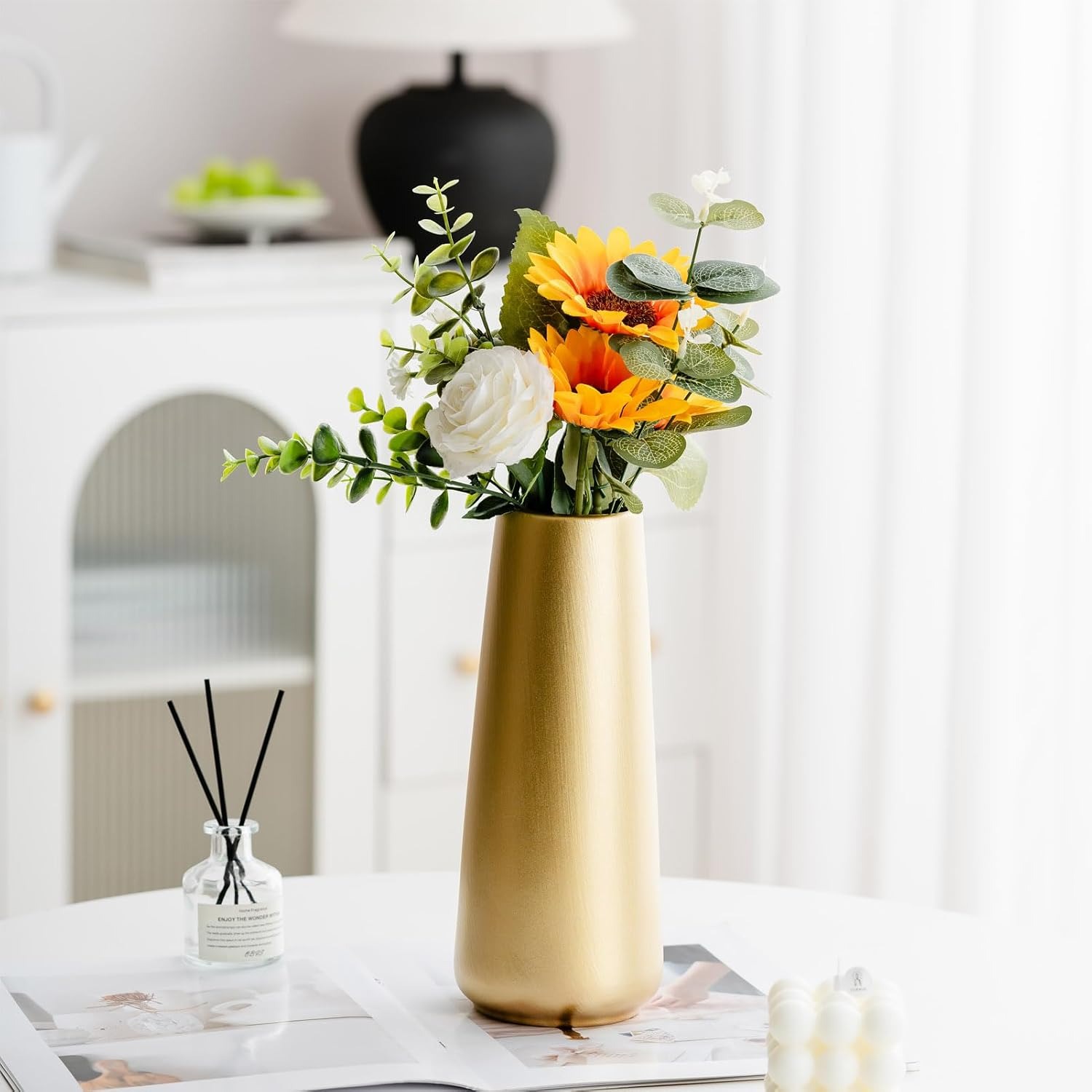 Light Gold Ceramic Vase 25 cm: image 4