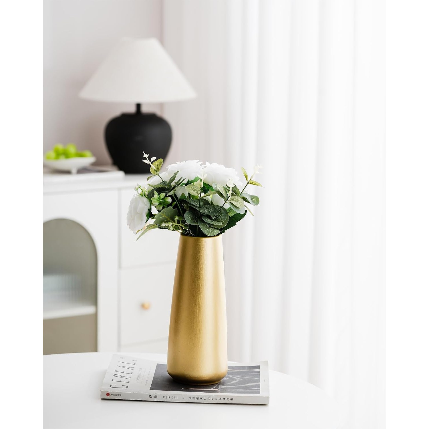 Light Gold Ceramic Vase 25 cm: image 6