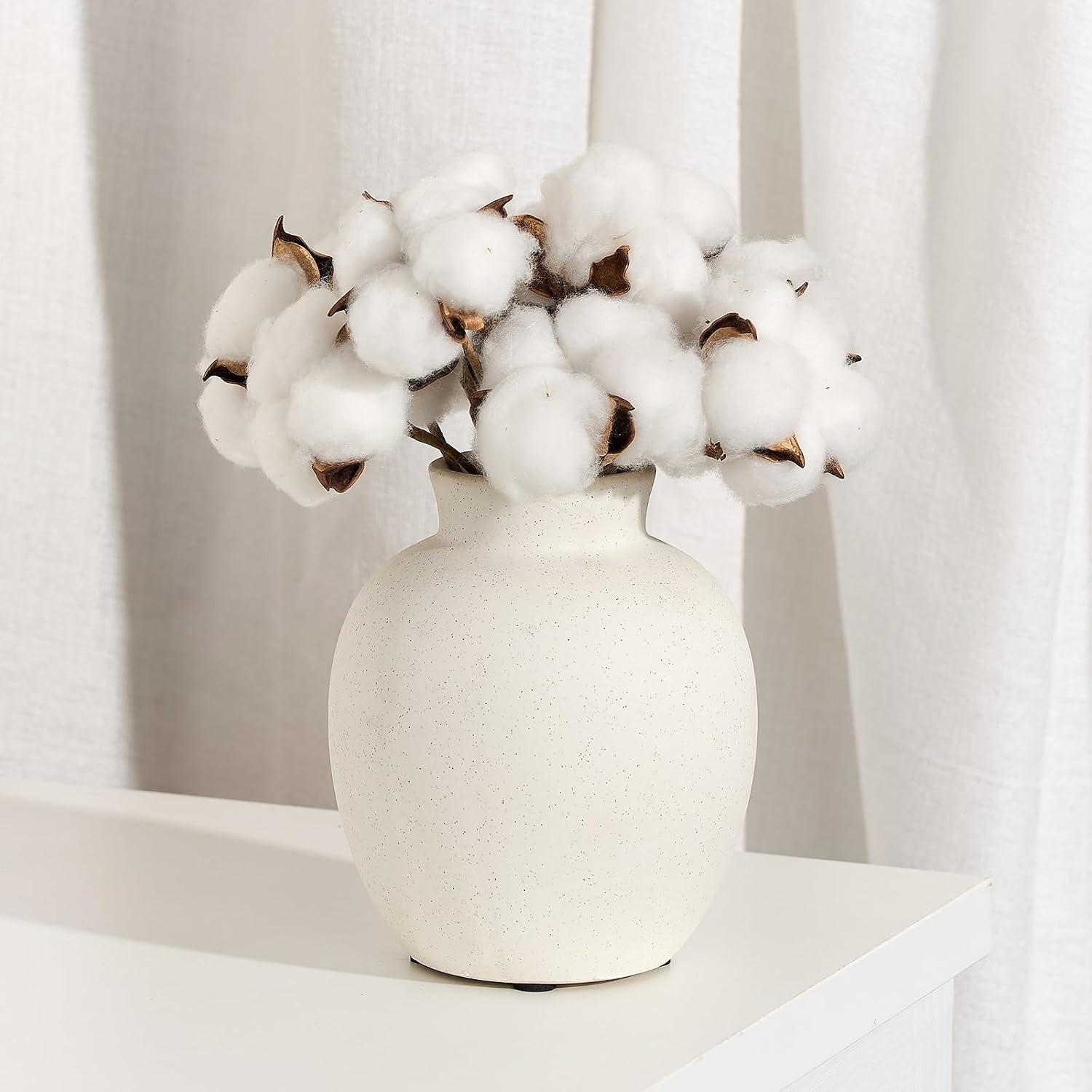 White Rustic Ceramic Vase 15 cm