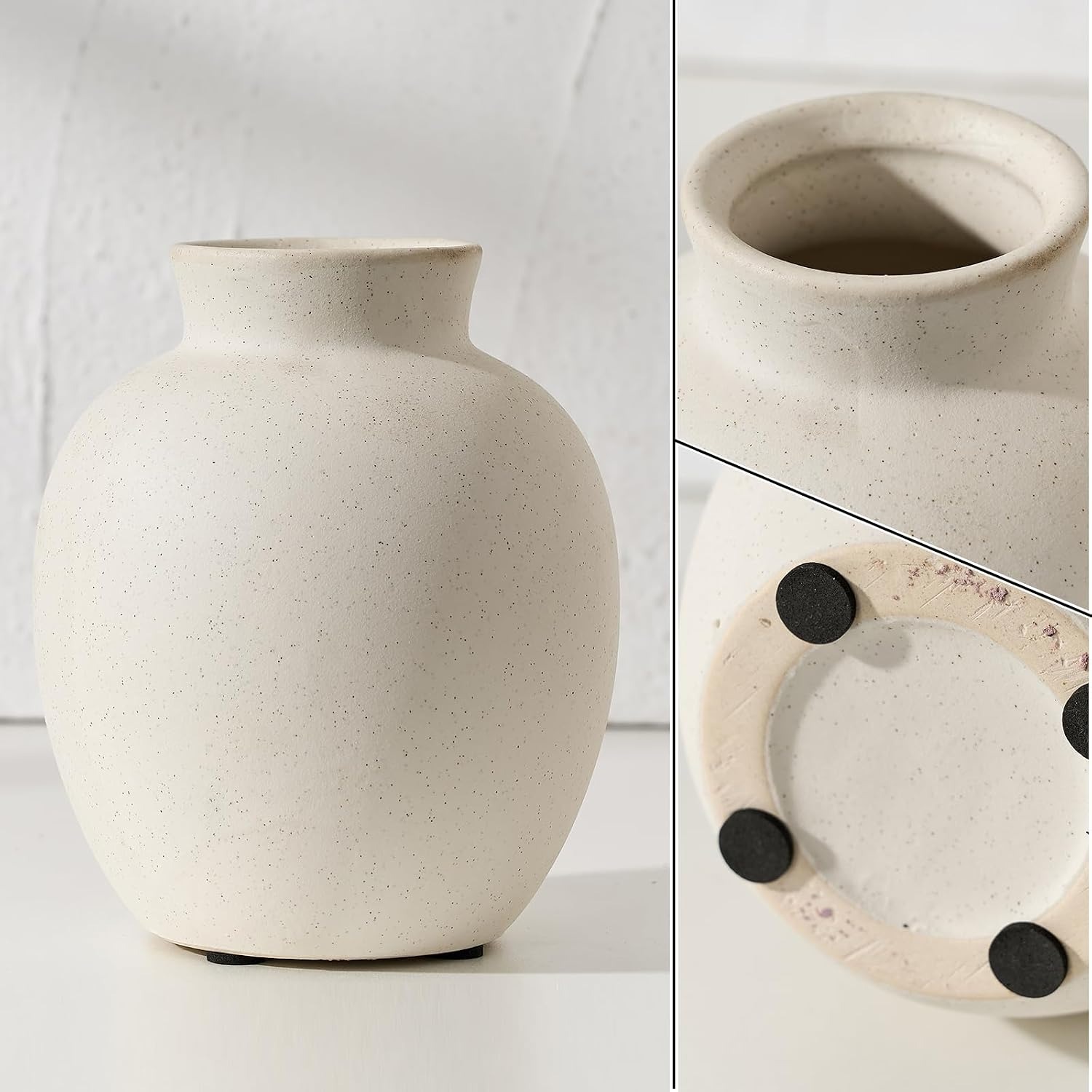 White Rustic Ceramic Vase 15 cm: image 4