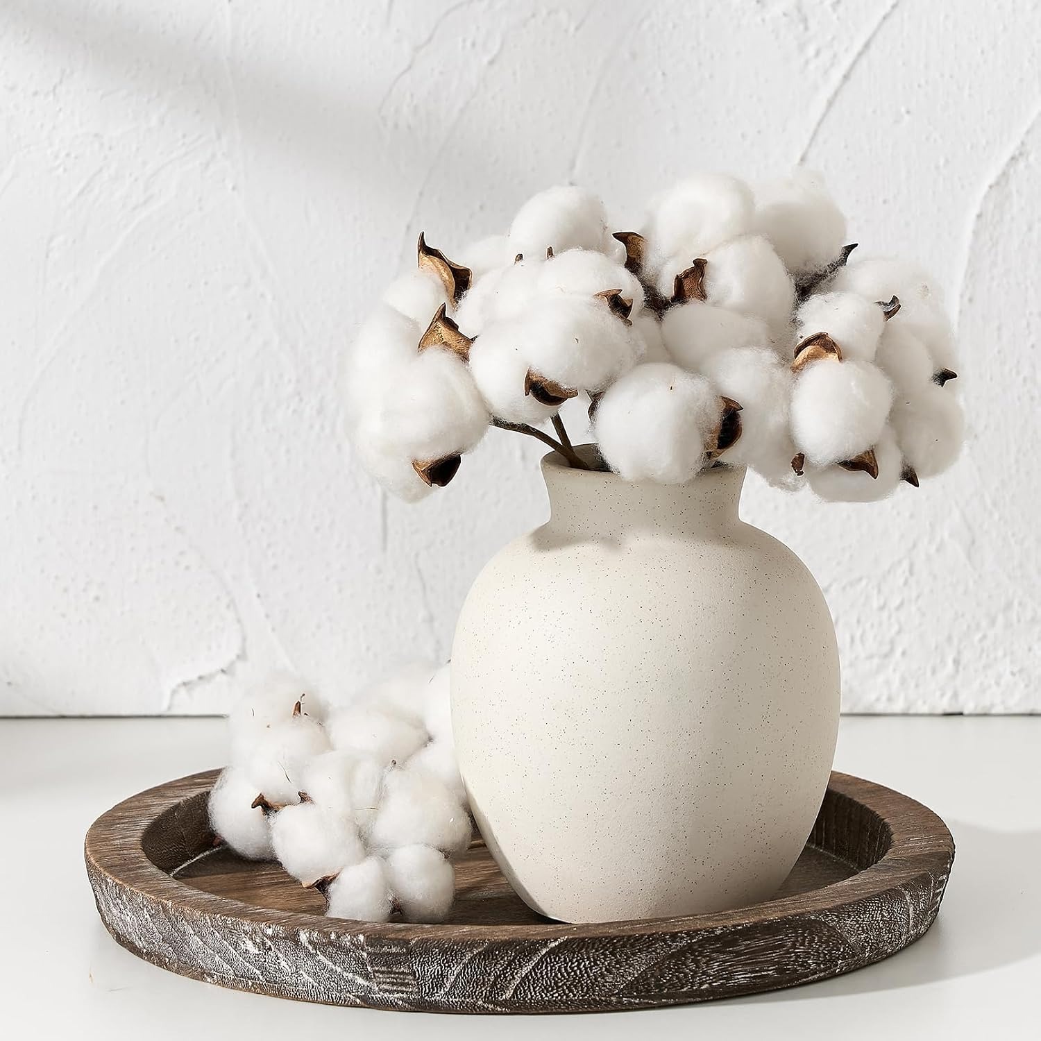 White Rustic Ceramic Vase 15 cm: image 9