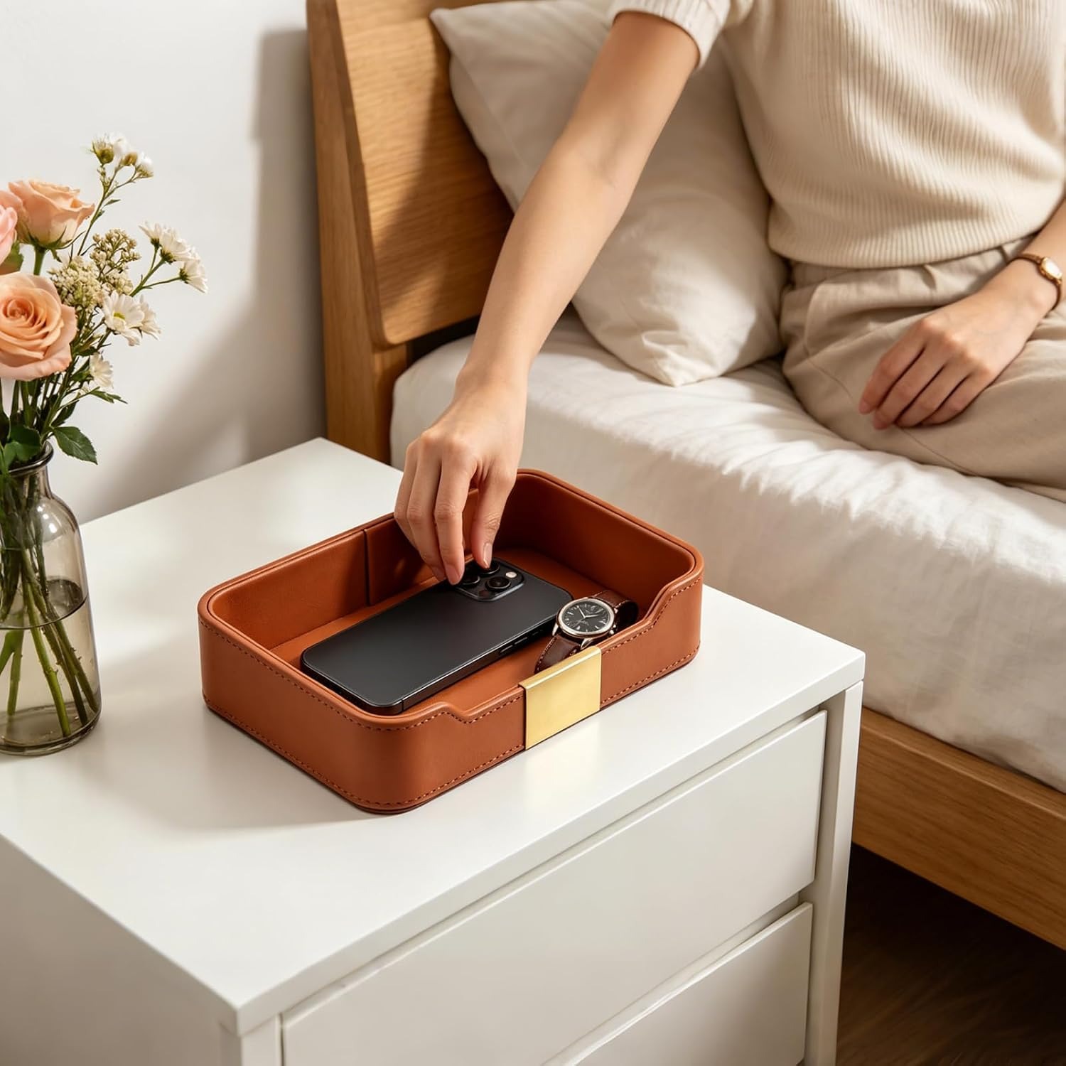 Faux Leather Desk Tray Catchall: image 2