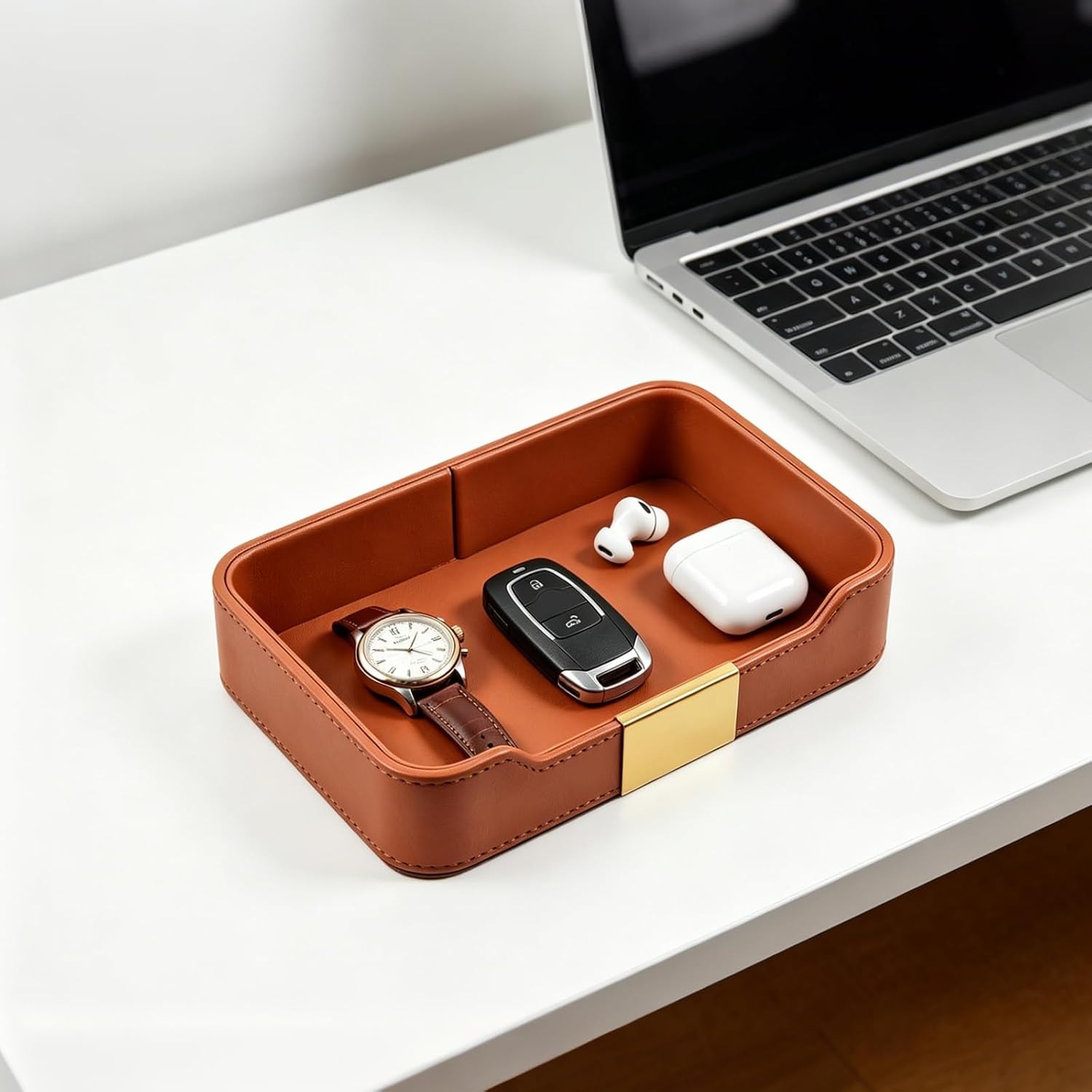 Faux Leather Desk Tray Catchall: image 6