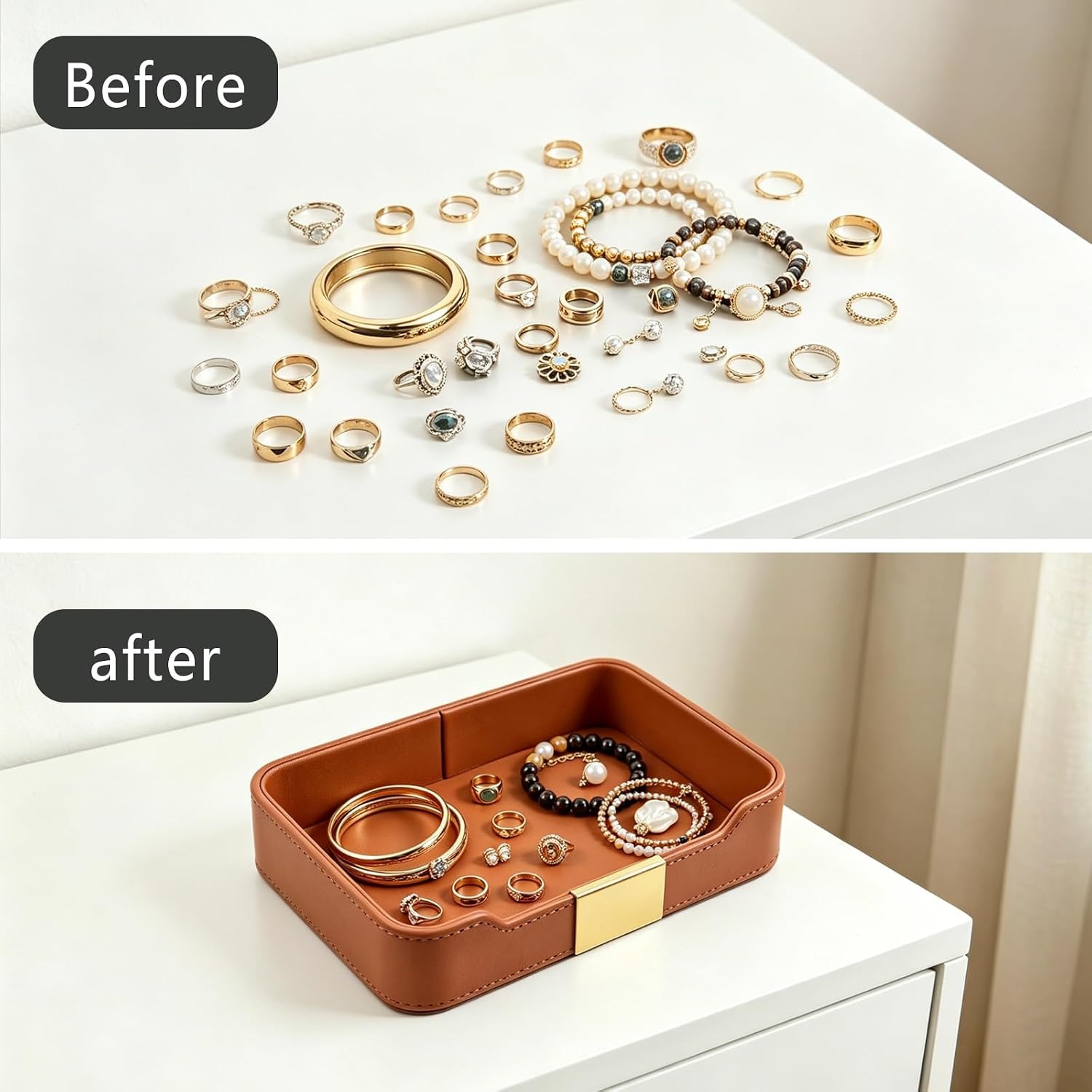 Faux Leather Desk Tray Catchall: image 7
