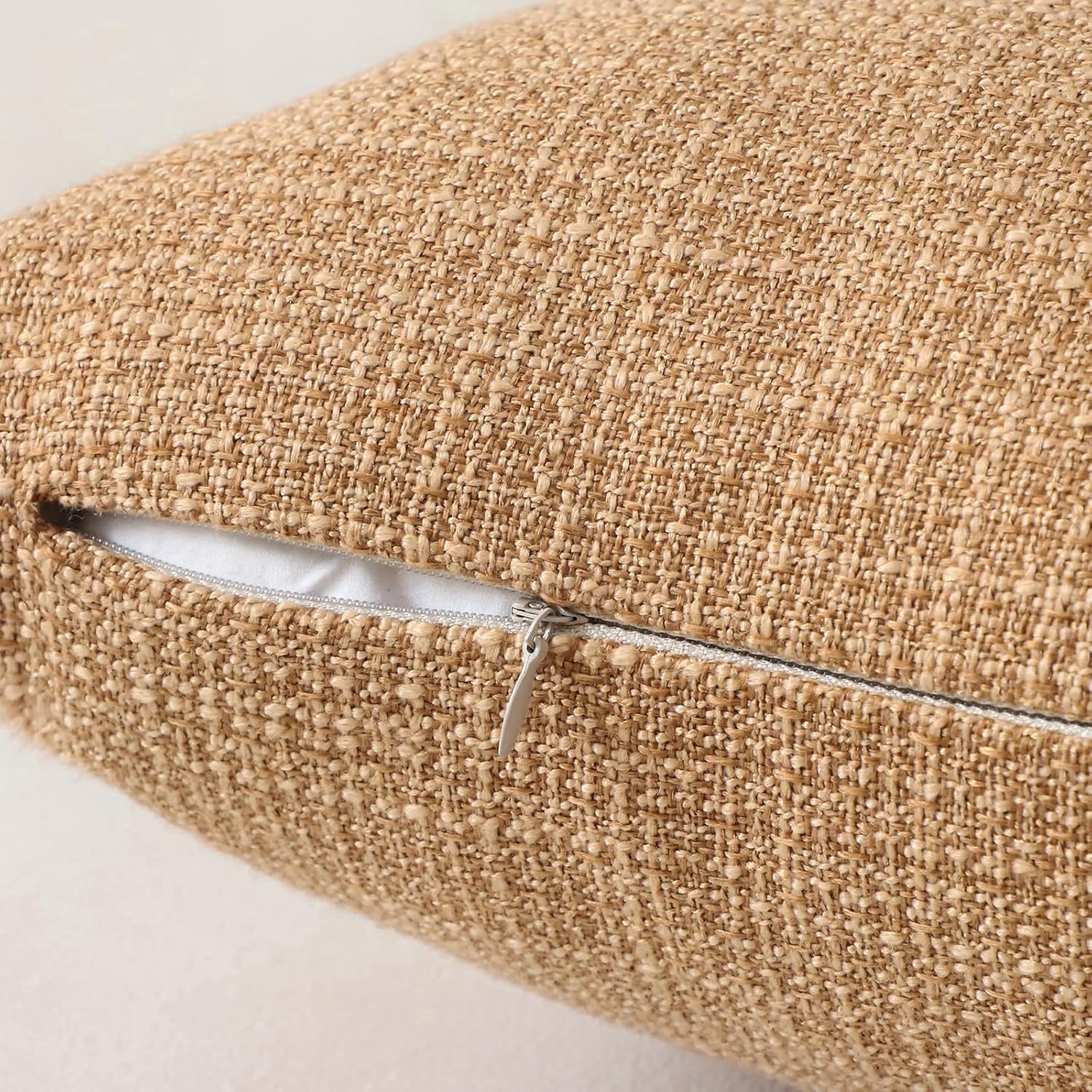 Light Brown Linen Look Cushion Covers 30 x 50 cm (Set of 2): image 3