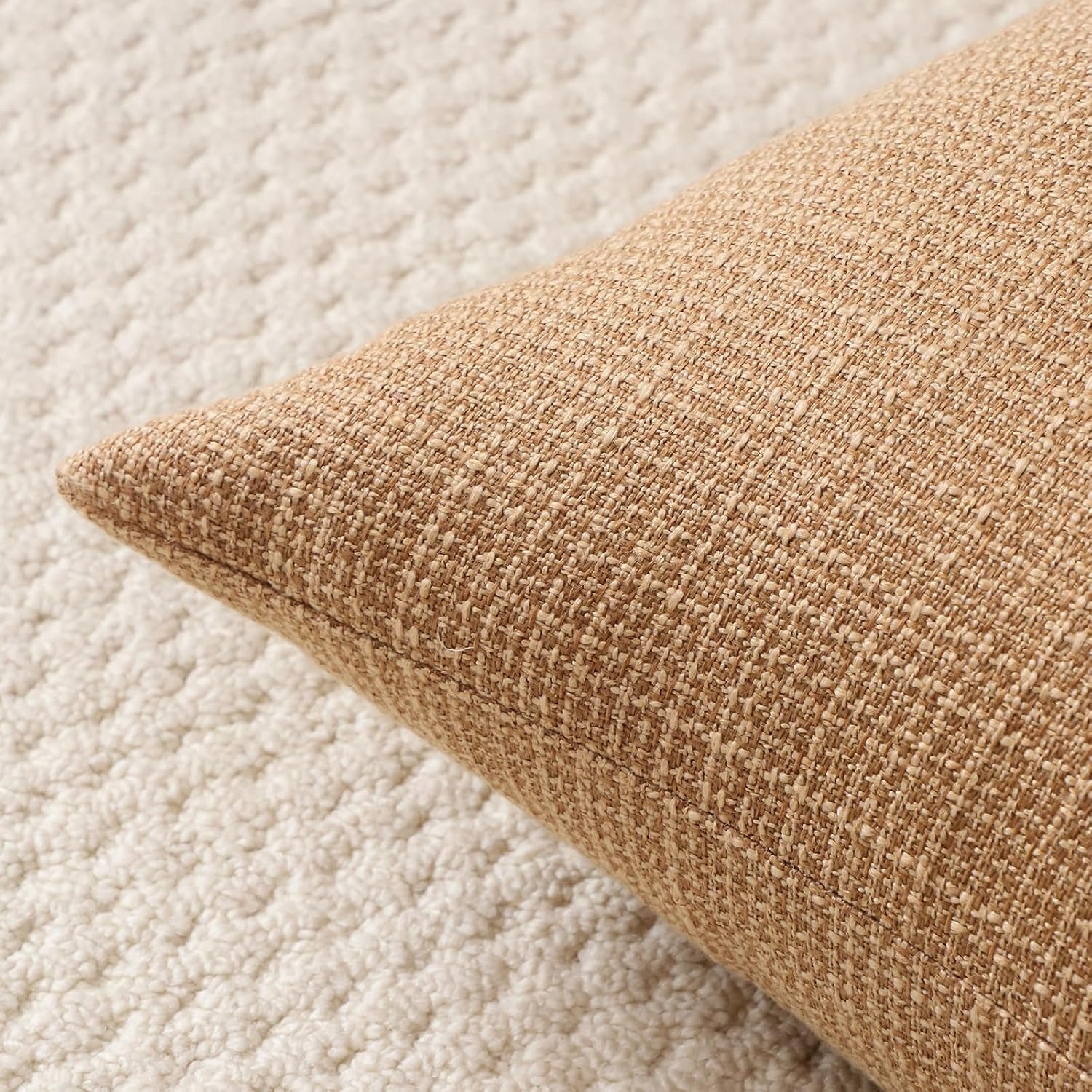 Light Brown Linen Look Cushion Covers 30 x 50 cm (Set of 2): image 4