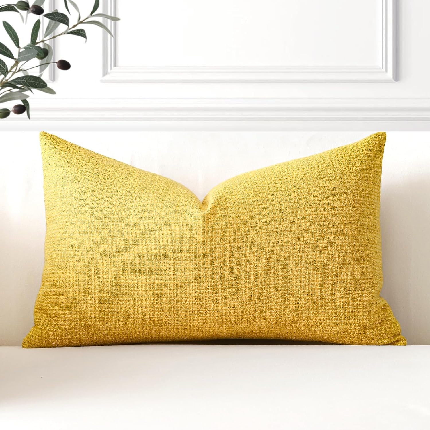 Linen Look Cushion Cover 40 x 60 cm, Single, Yellow