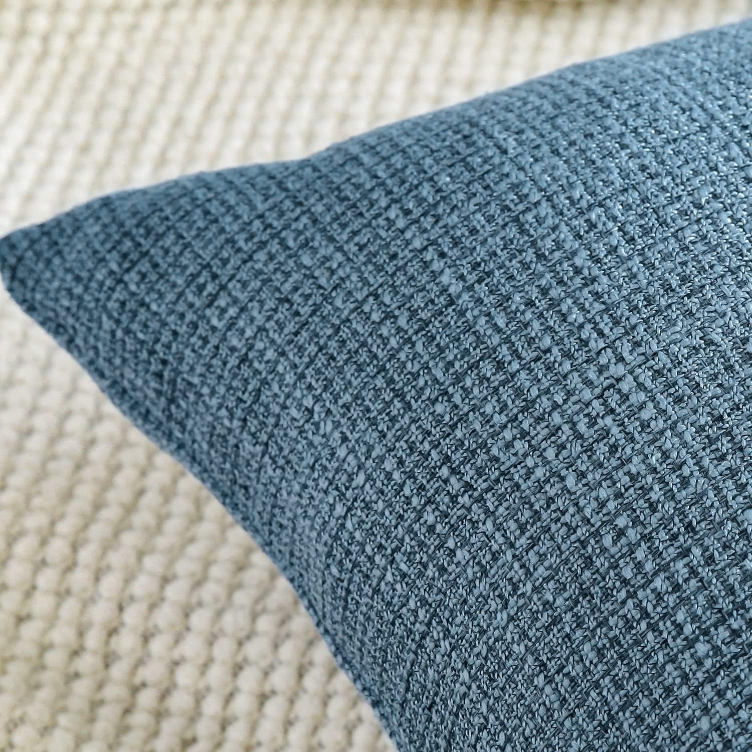Linen Look Cushion Covers 50 cm (Set of 2, Blue): image 2