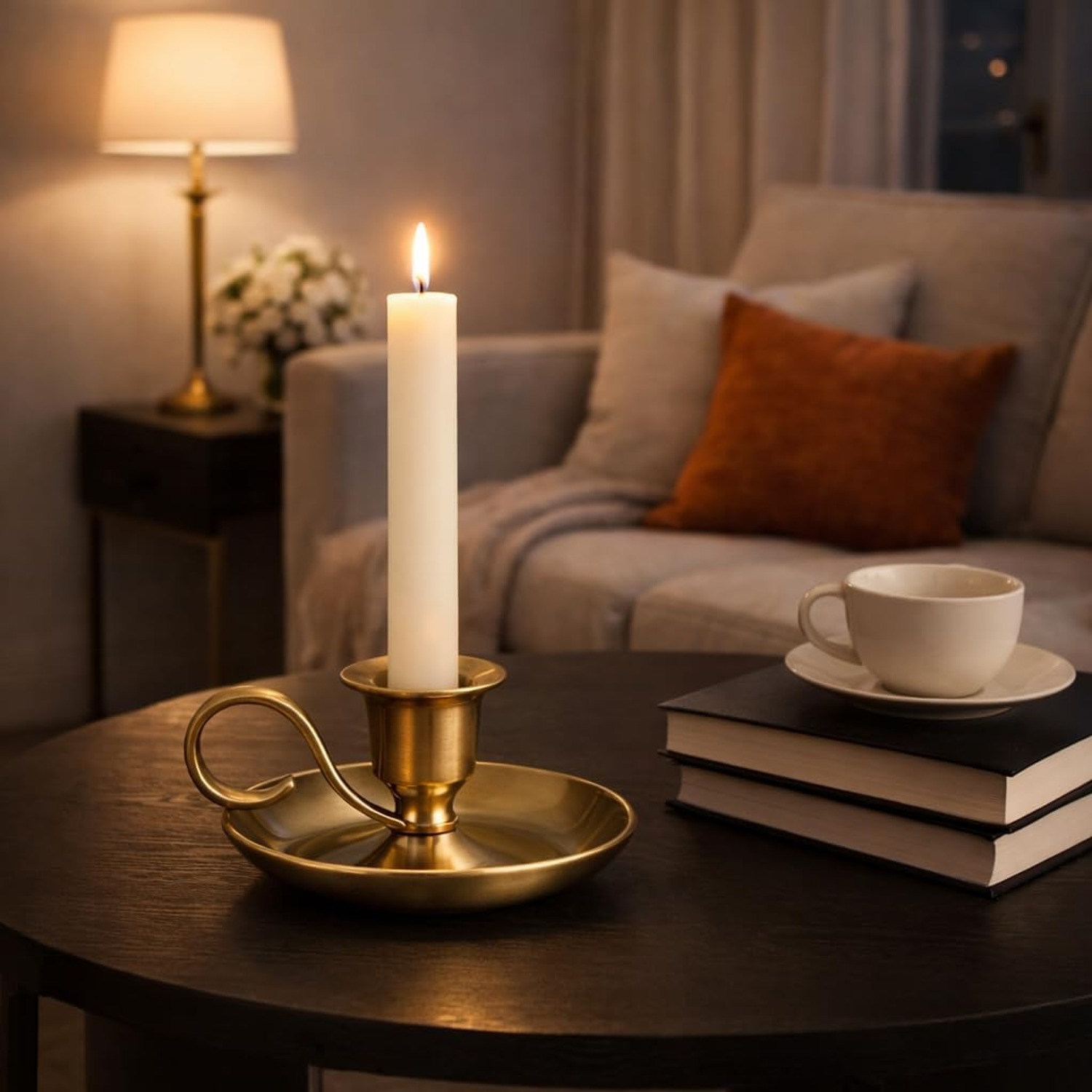 Brass Chamberstick Candle Holder with Carry Handle: image 3