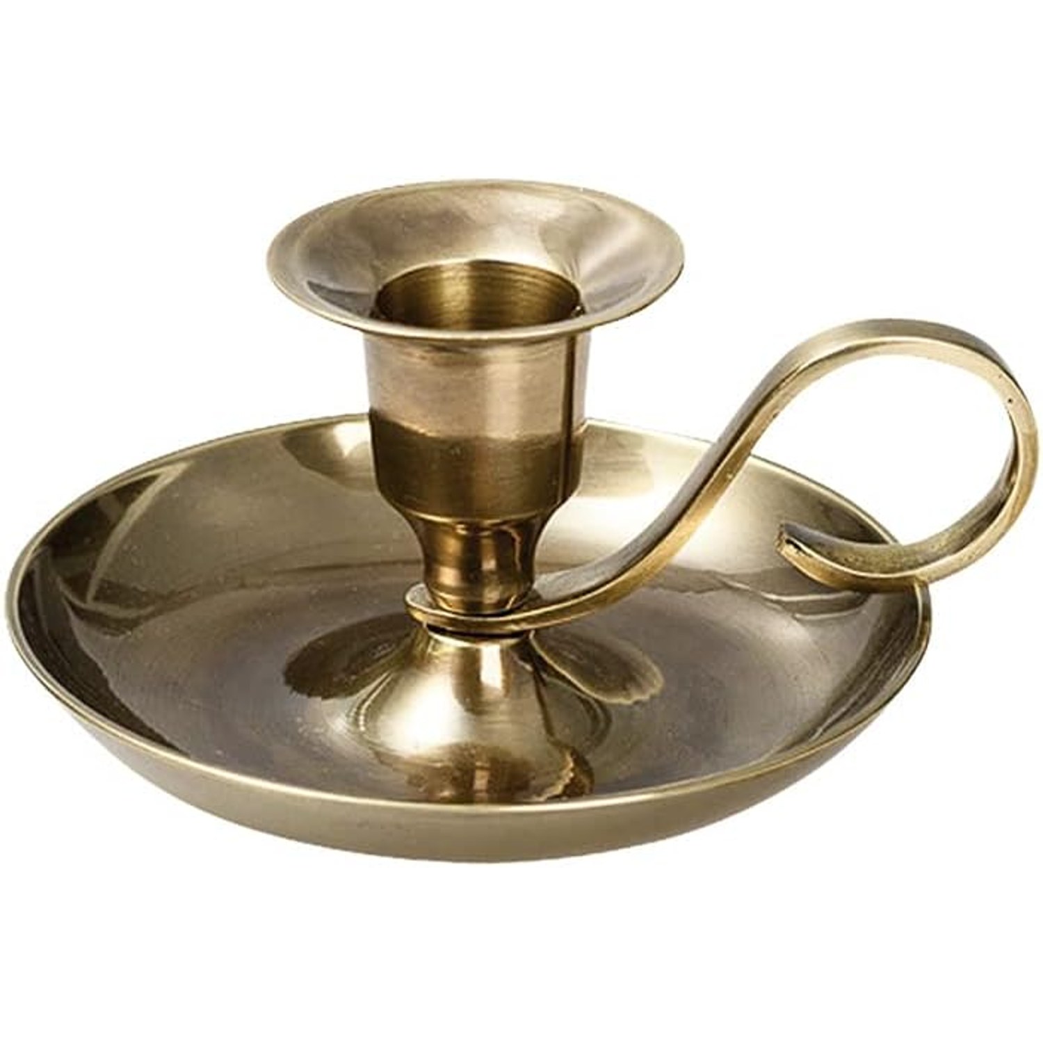 Brass Chamberstick Candle Holder with Carry Handle