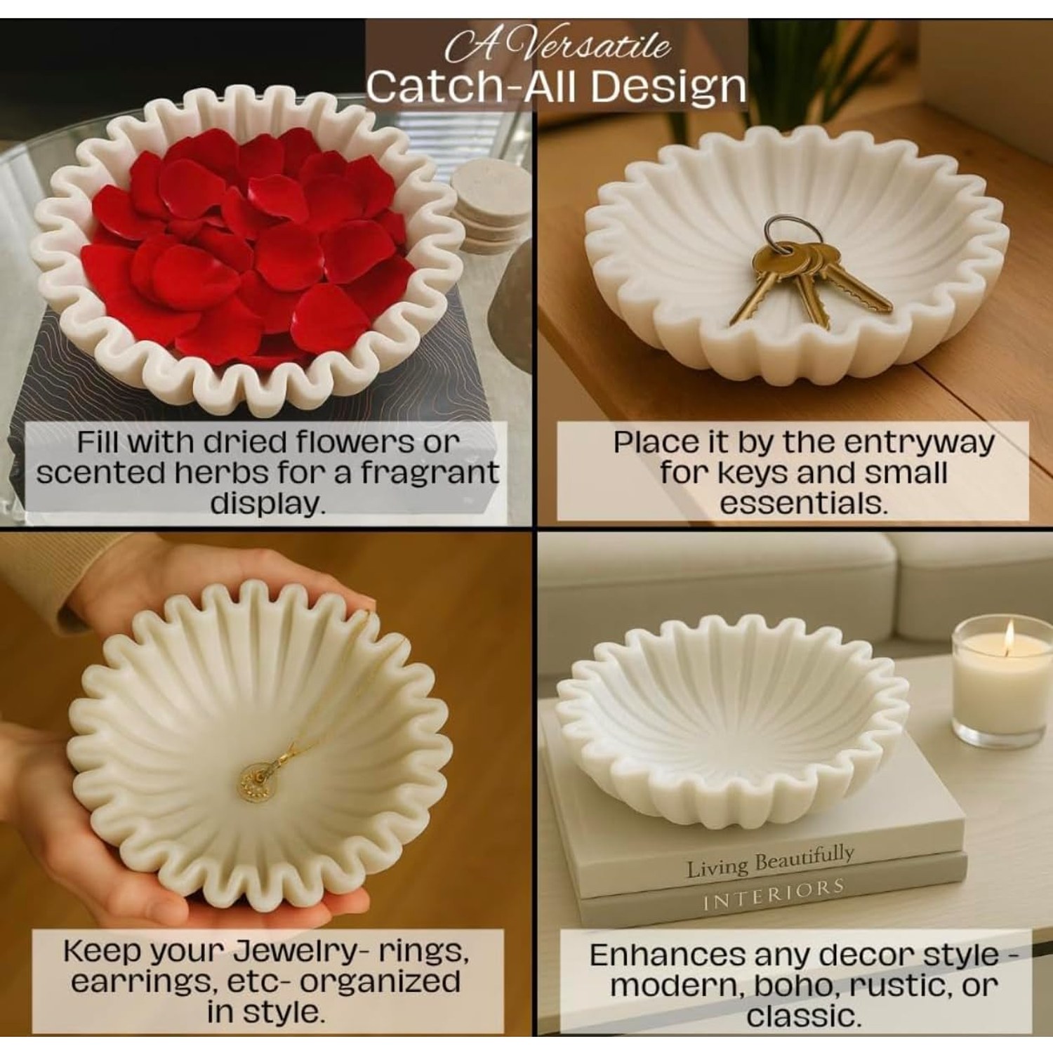 Handcrafted Marble Ruffle Bowl: image 2