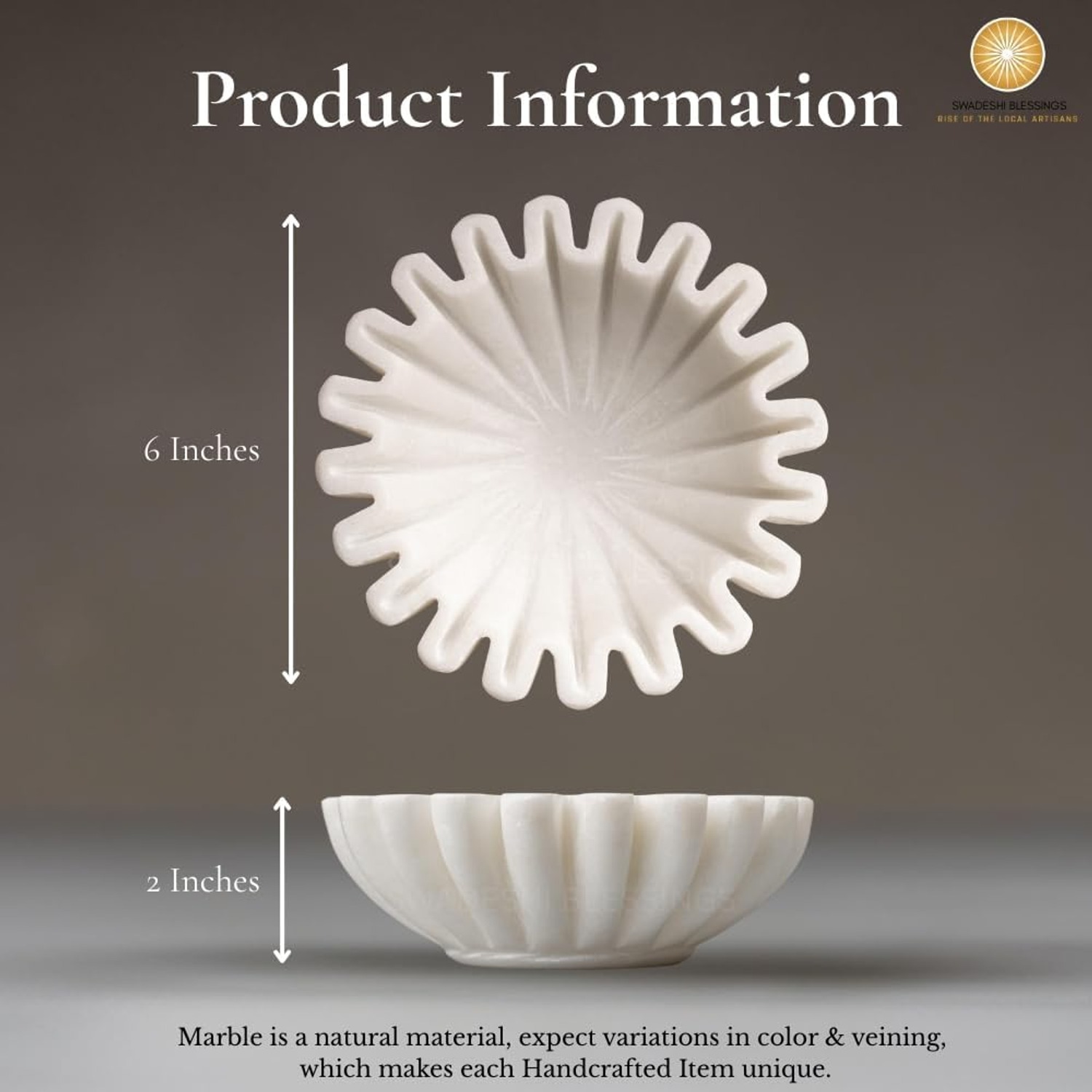 Handcrafted Marble Ruffle Bowl: image 3