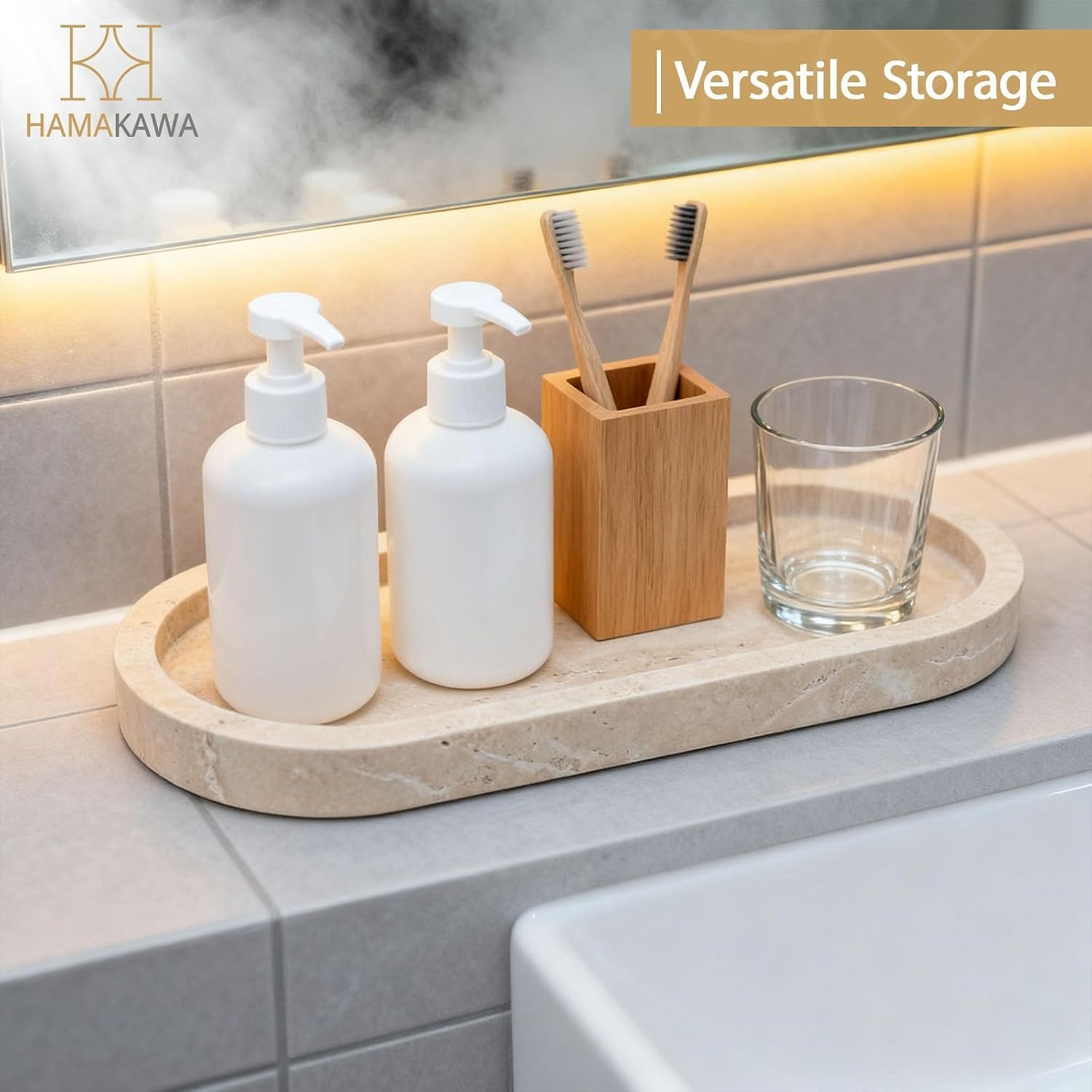 Oval Travertine Vanity Tray: image 4