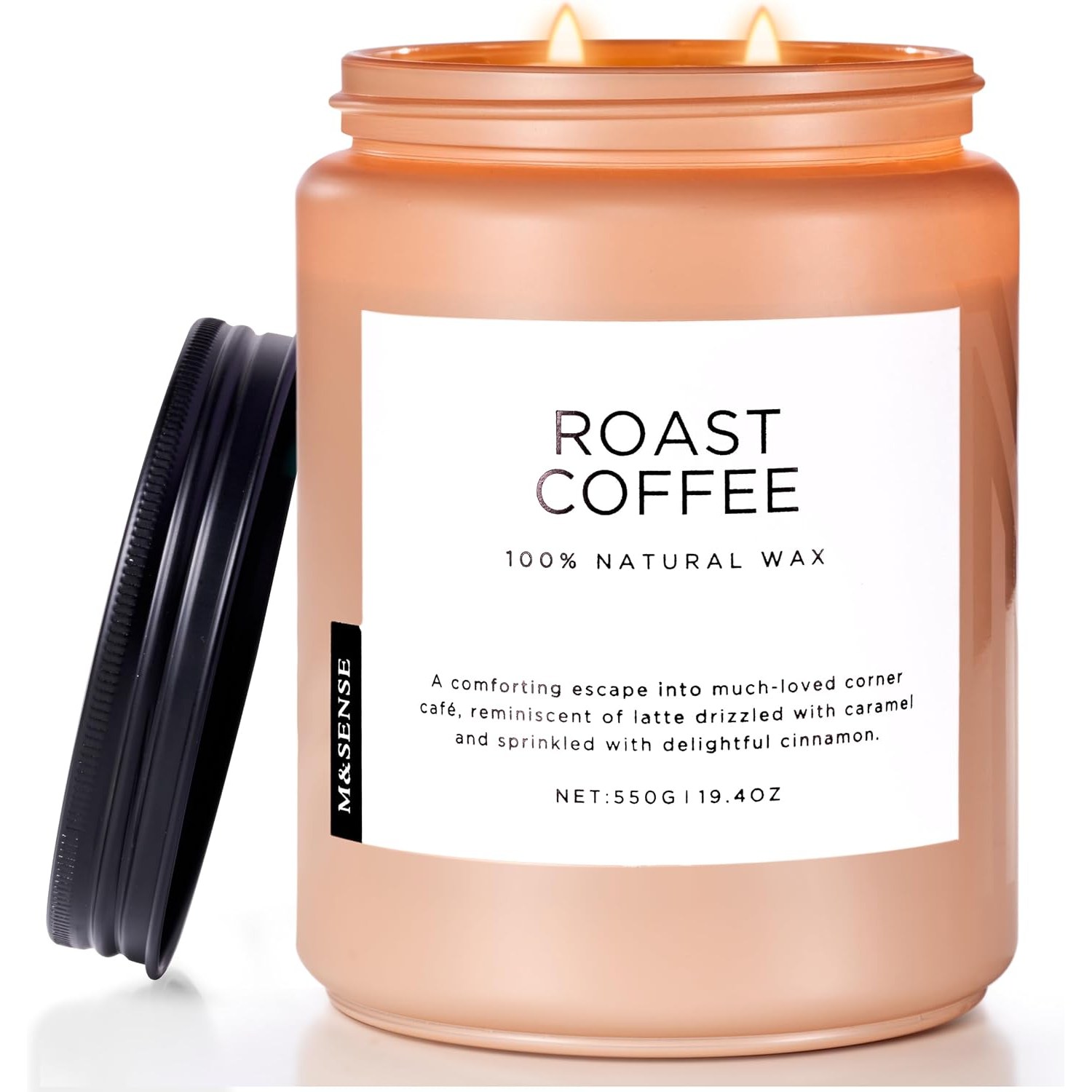 Roasted Coffee Soy Candle 550 g, Two Wick Glass Jar