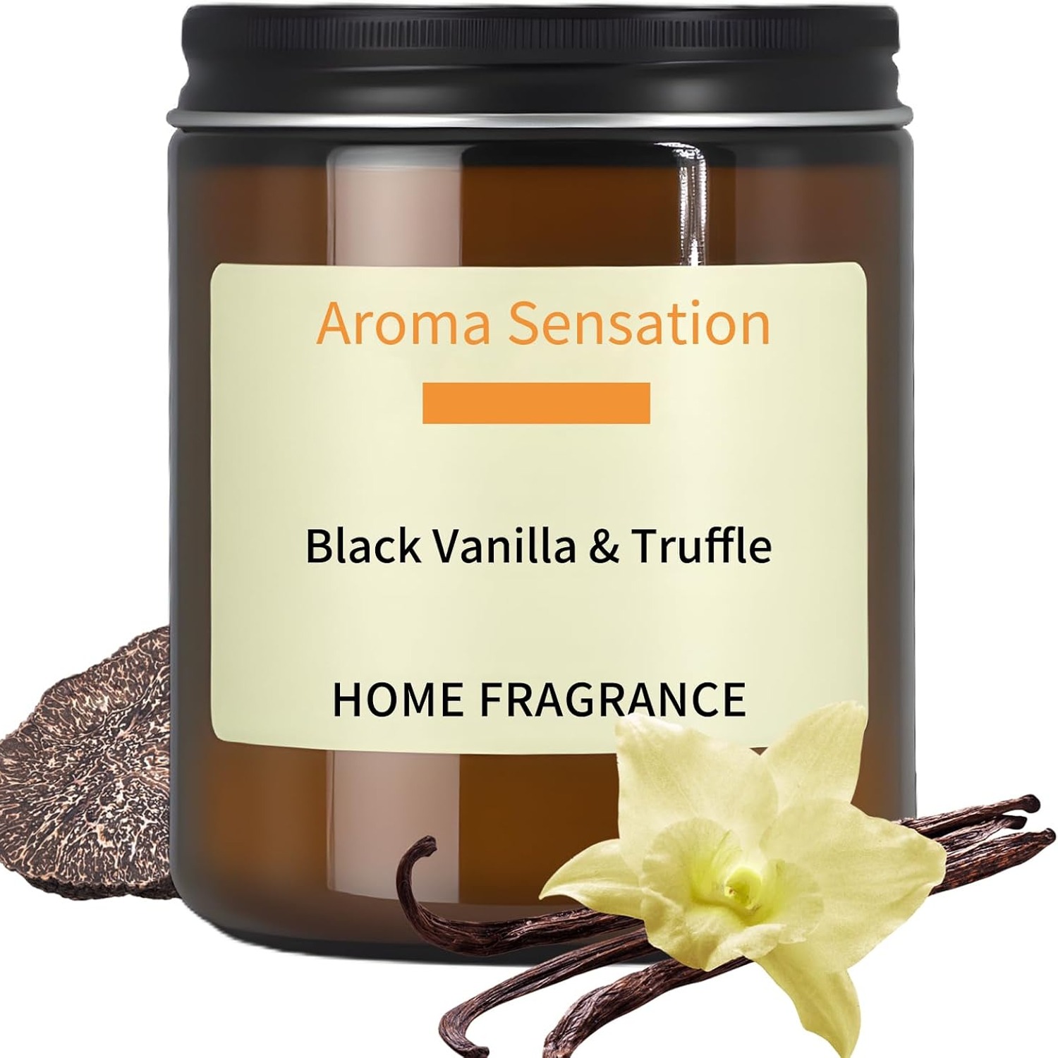 Vanilla and Truffle Soy Candle in Amber Glass, 200 g