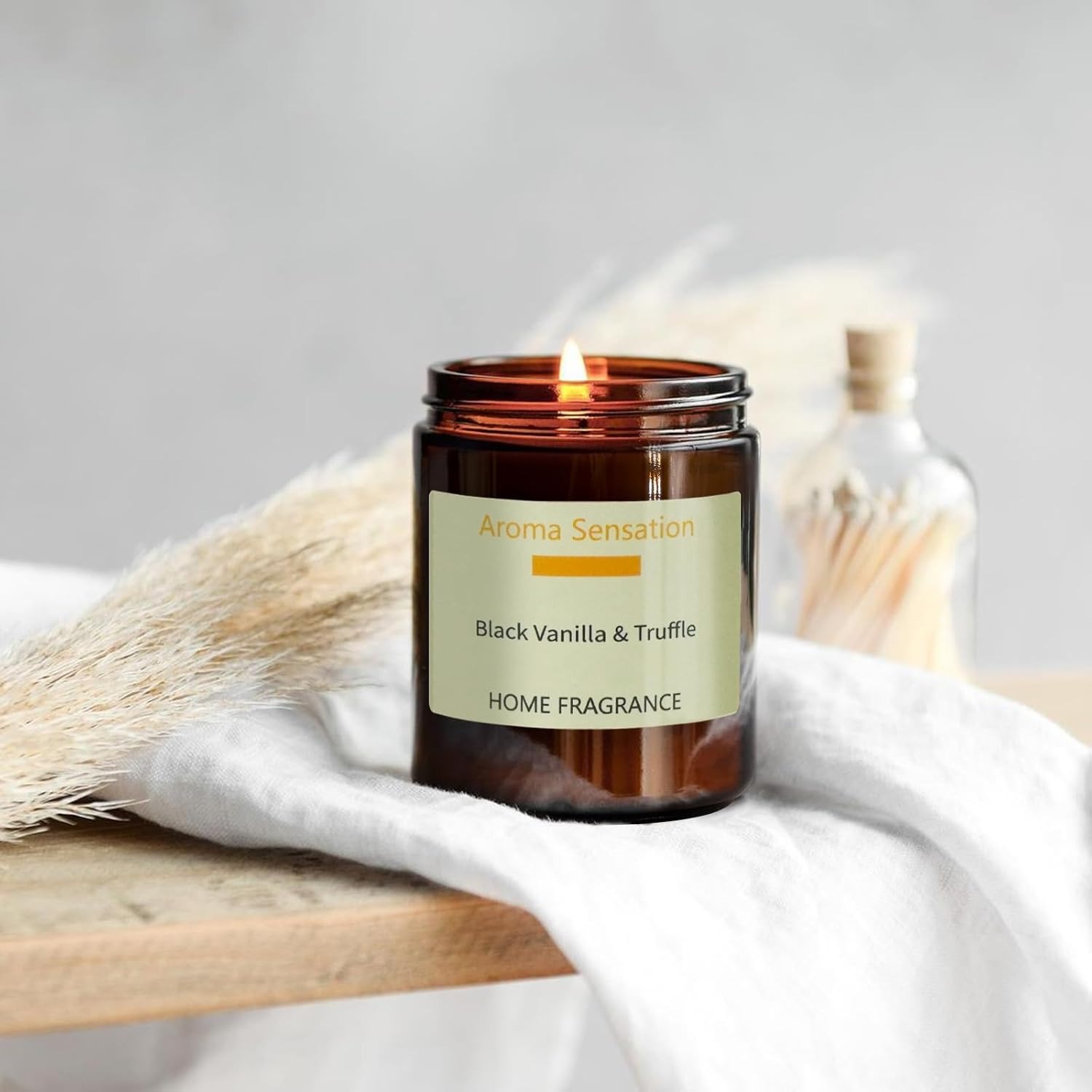 Vanilla and Truffle Soy Candle in Amber Glass, 200 g