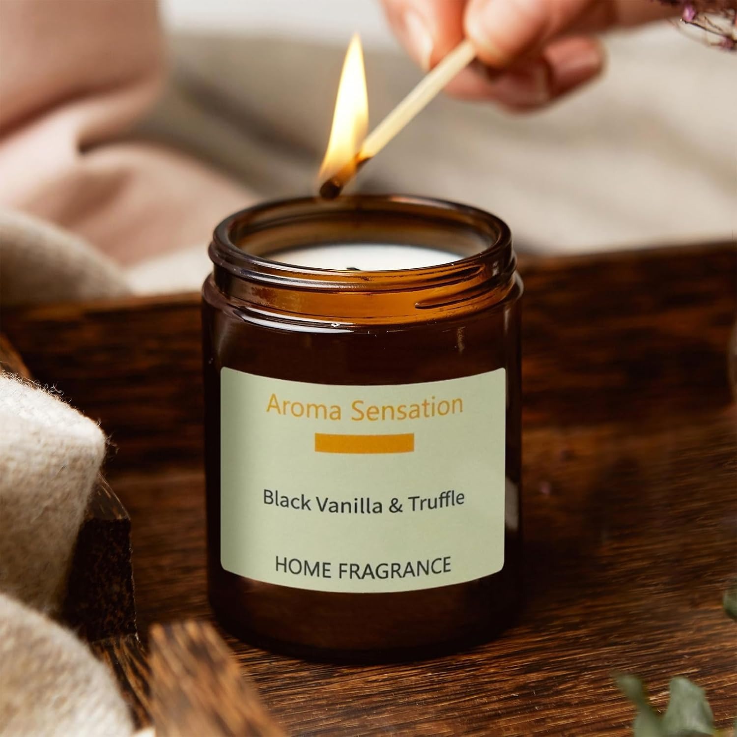 Vanilla and Truffle Soy Candle in Amber Glass, 200 g