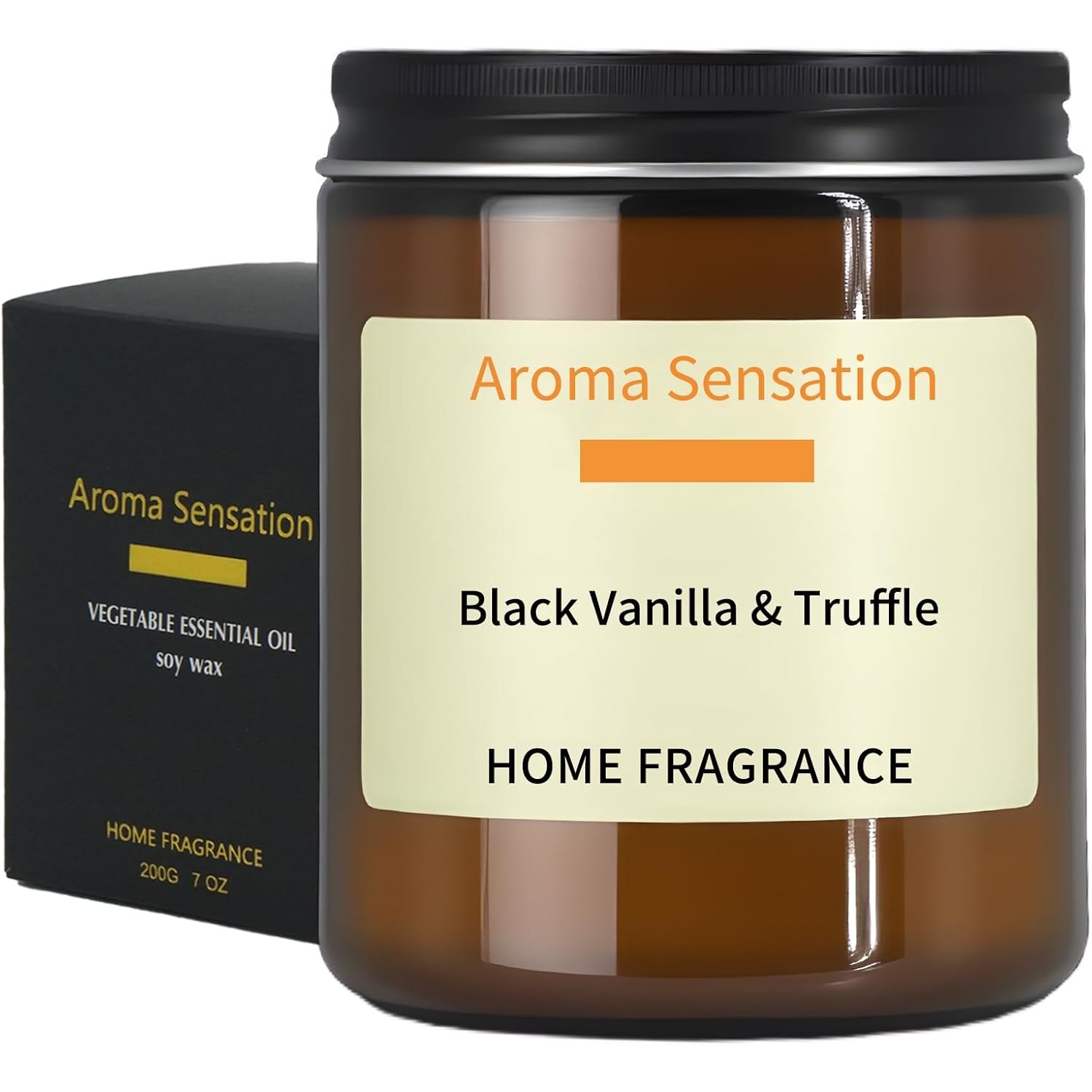 Vanilla and Truffle Soy Candle in Amber Glass, 200 g