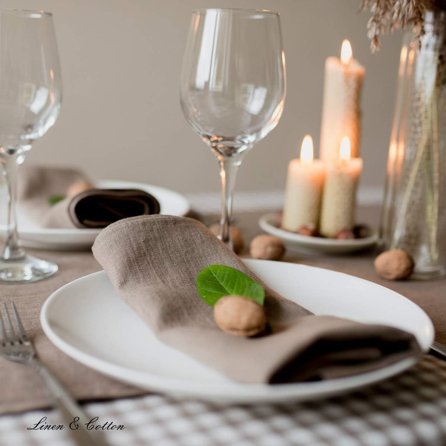 Stonewashed Linen Napkins, Set of 4, Beige 45 x 45 cm: image 2
