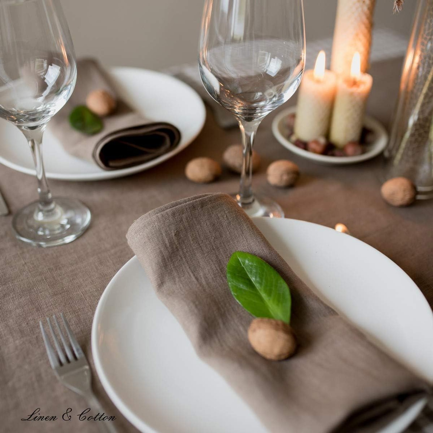 Stonewashed Linen Napkins, Set of 4, Beige 45 x 45 cm: image 3