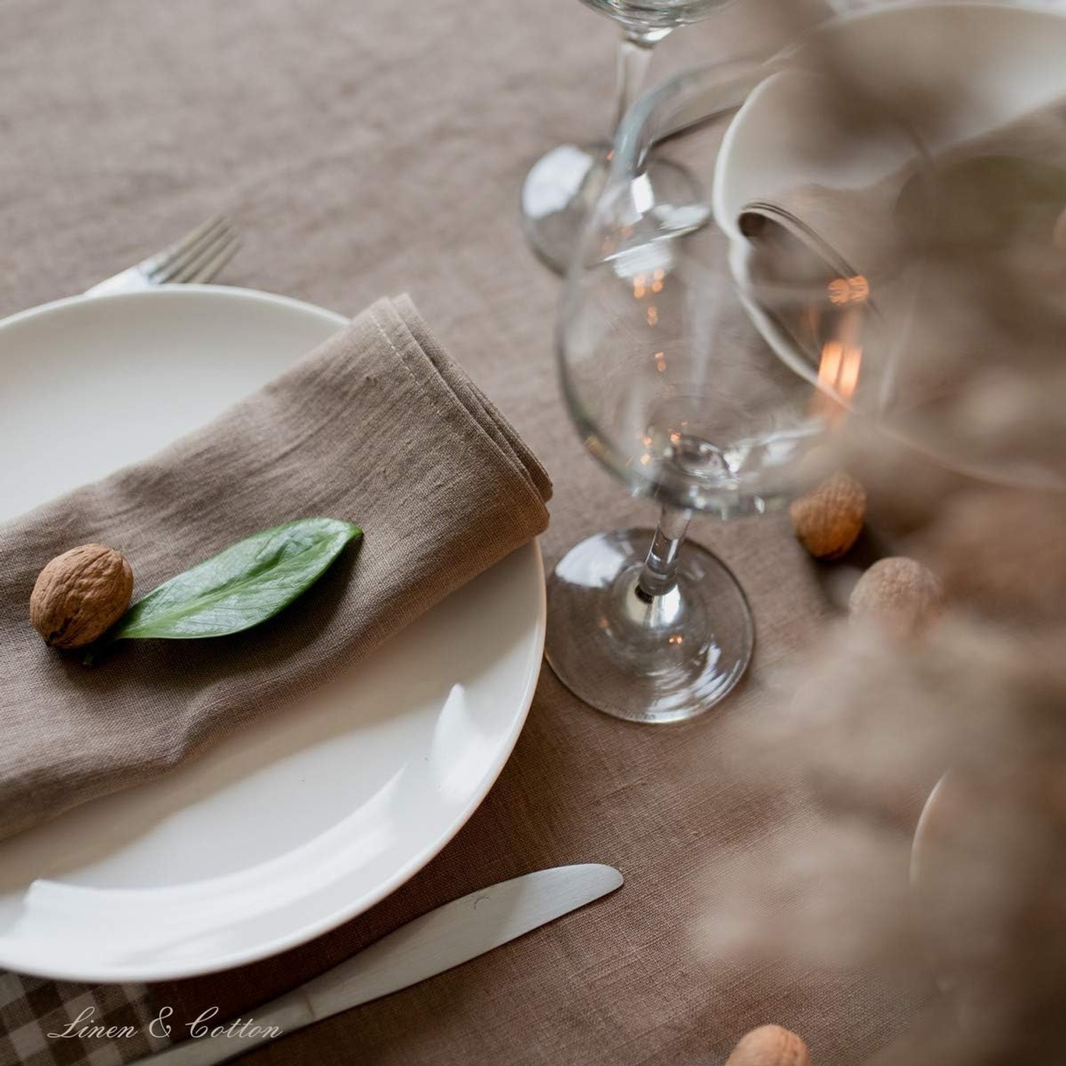 Stonewashed Linen Napkins, Set of 4, Beige 45 x 45 cm: image 4