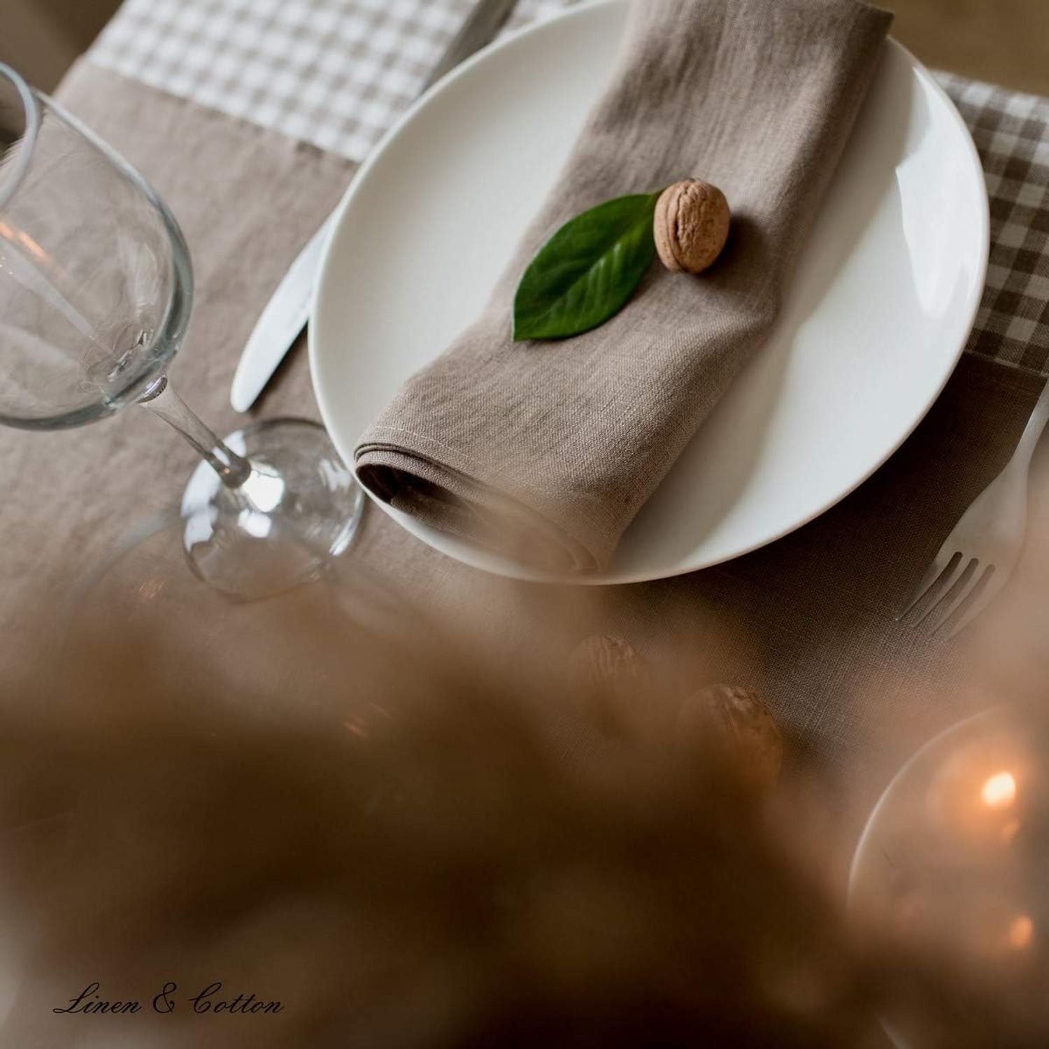 Stonewashed Linen Napkins, Set of 4, Beige 45 x 45 cm: image 5