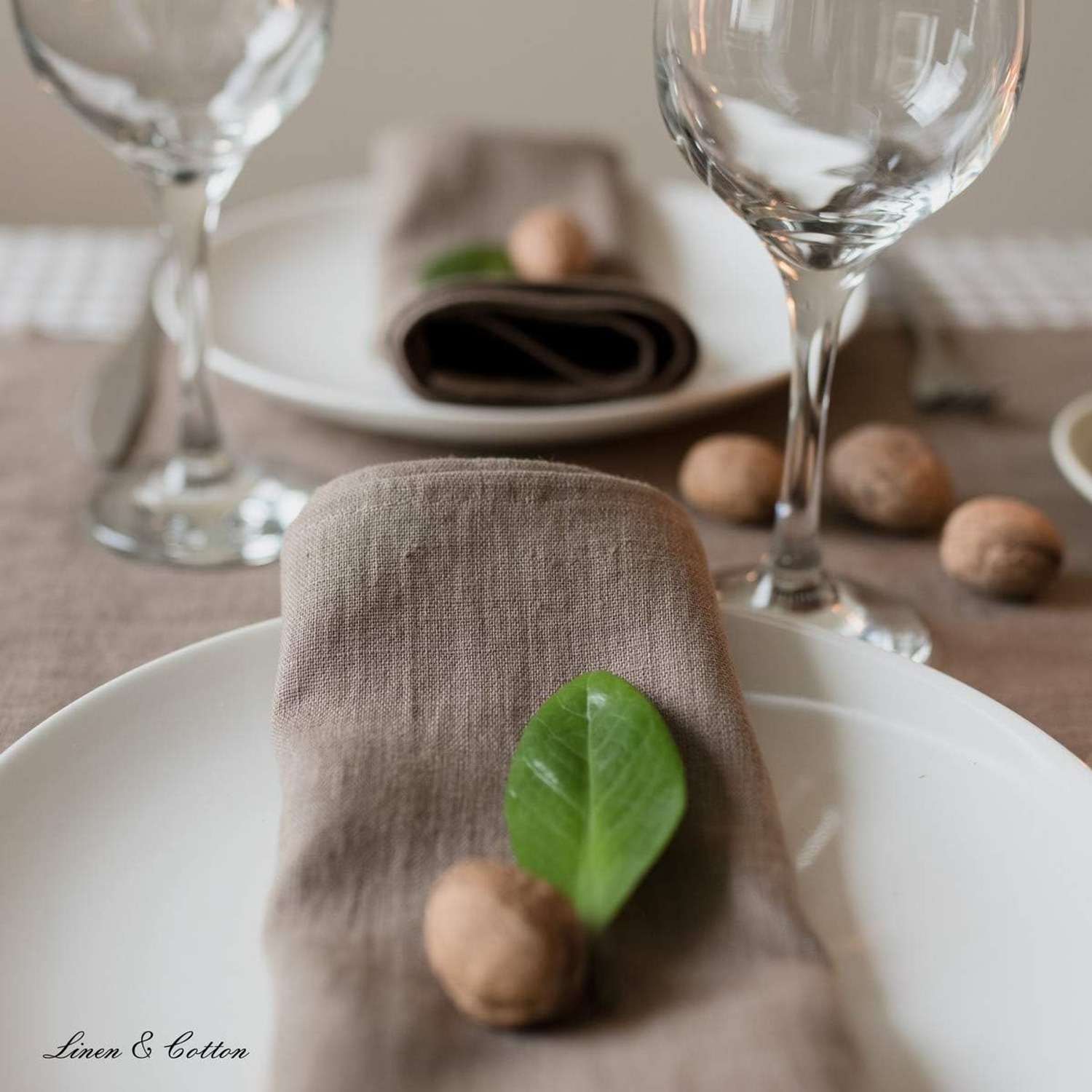 Stonewashed Linen Napkins, Set of 4, Beige 45 x 45 cm: image 6