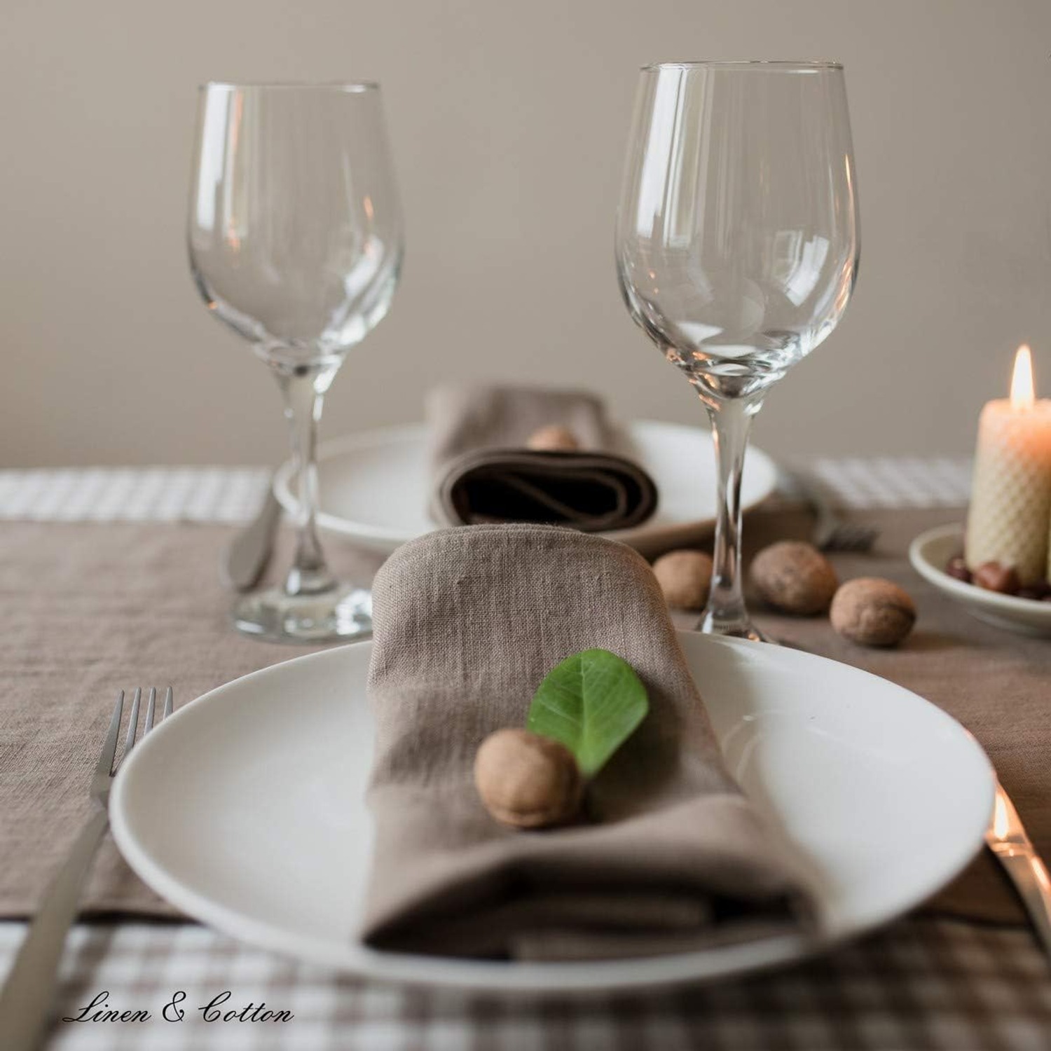 Stonewashed Linen Napkins, Set of 4, Beige 45 x 45 cm: image 7