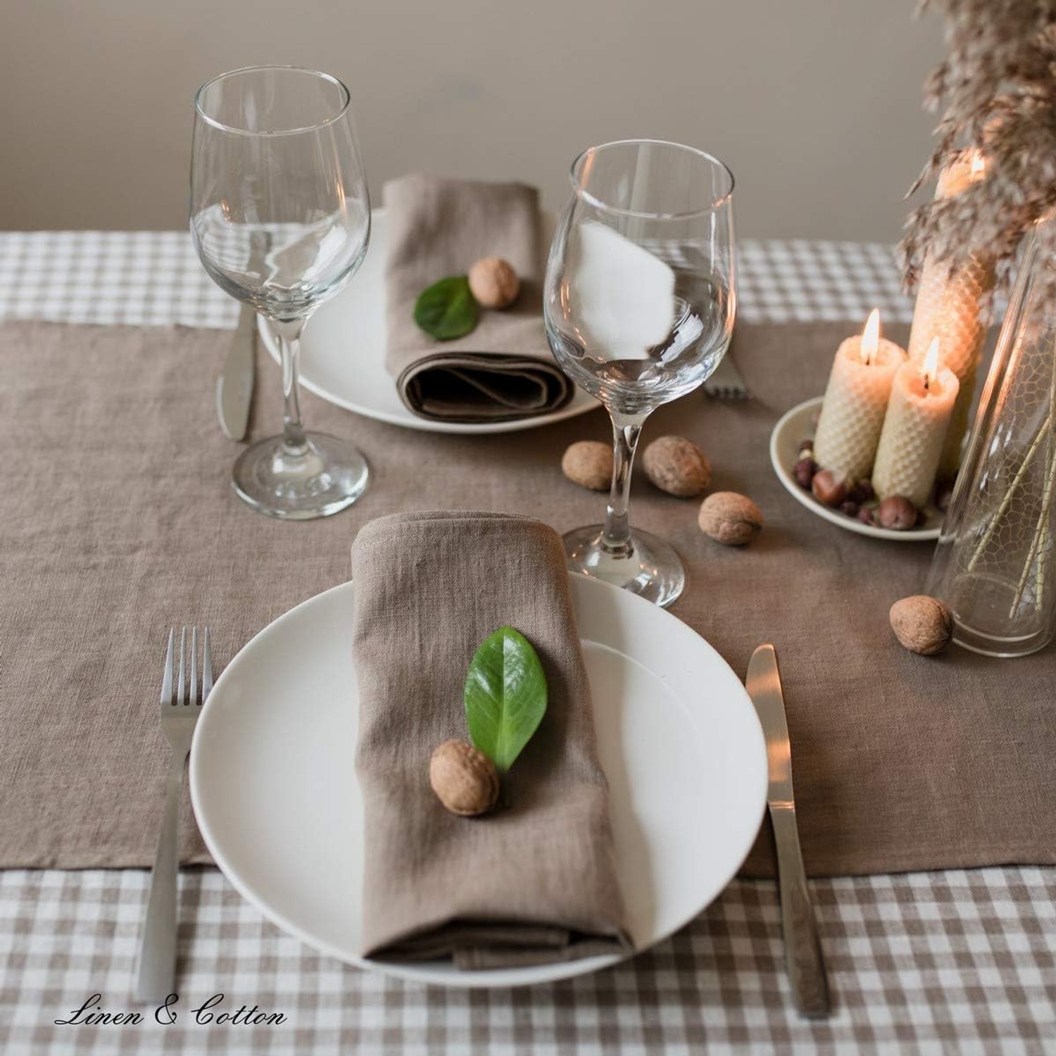 Stonewashed Linen Napkins, Set of 4, Beige 45 x 45 cm: image 8