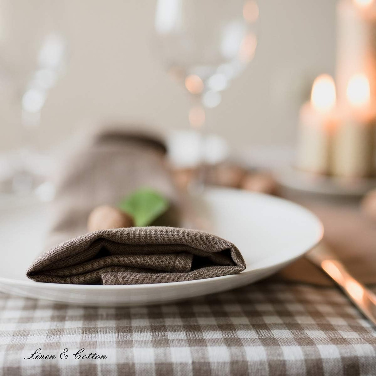 Stonewashed Linen Napkins, Set of 4, Beige 45 x 45 cm: image 9