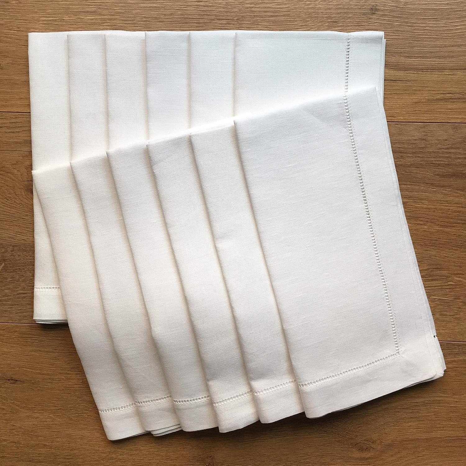 White Linen Hemstitch Napkins, Set of 12