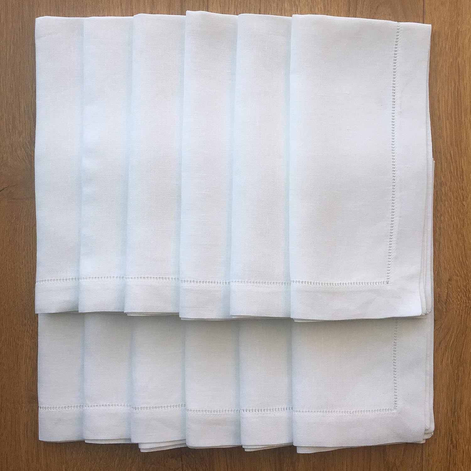 White Linen Hemstitch Napkins, Set of 12: image 2
