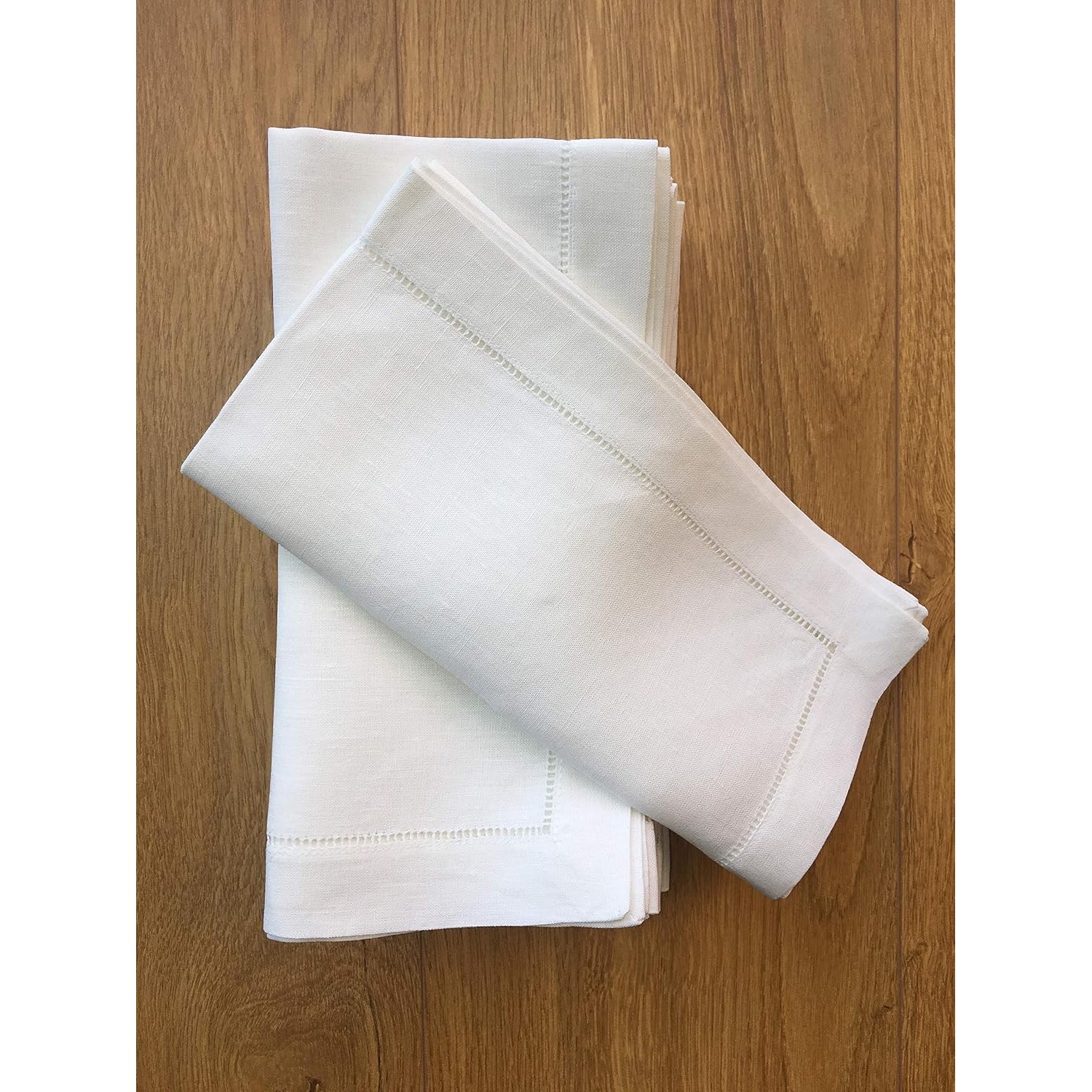 White Linen Hemstitch Napkins, Set of 12: image 3