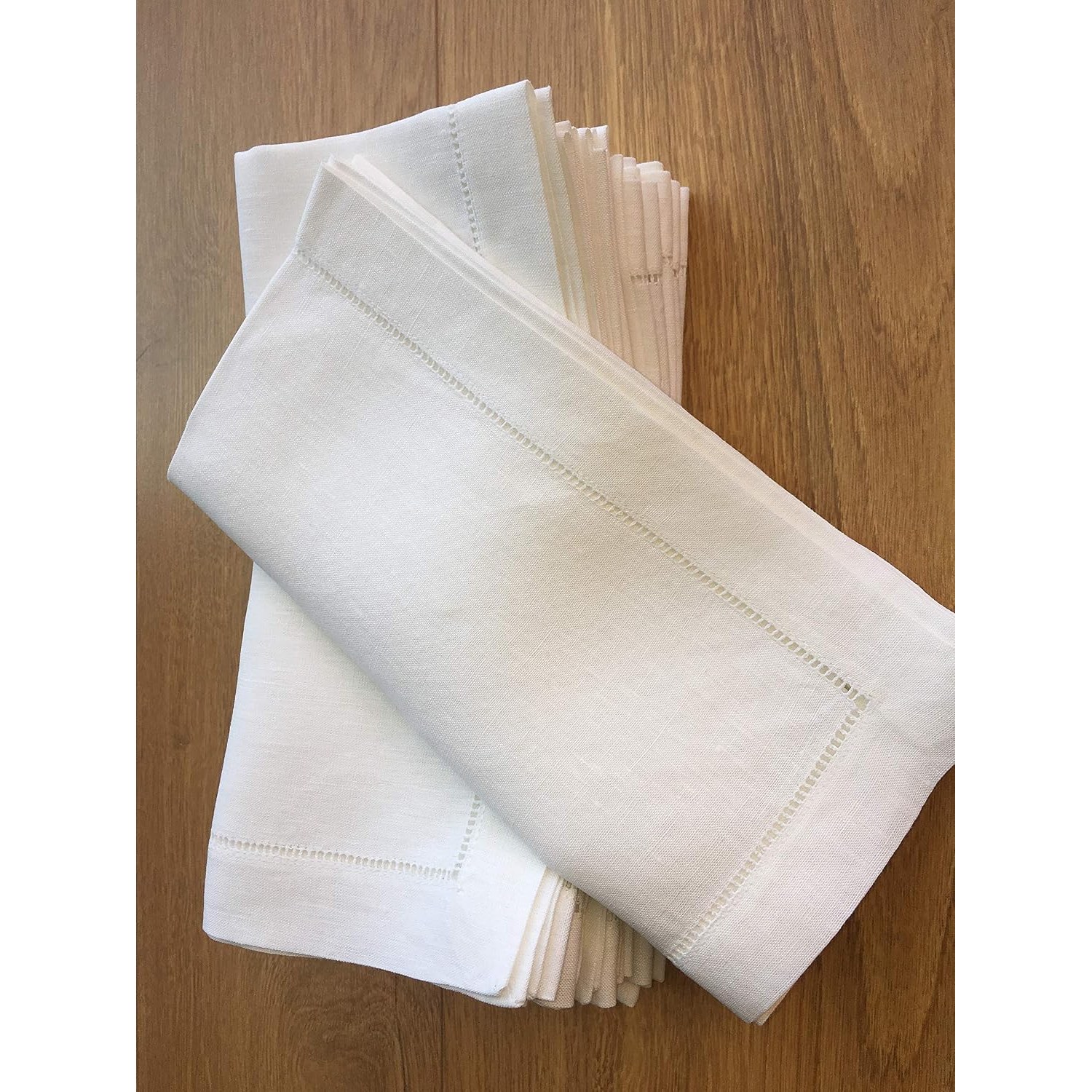 White Linen Hemstitch Napkins, Set of 12: image 4
