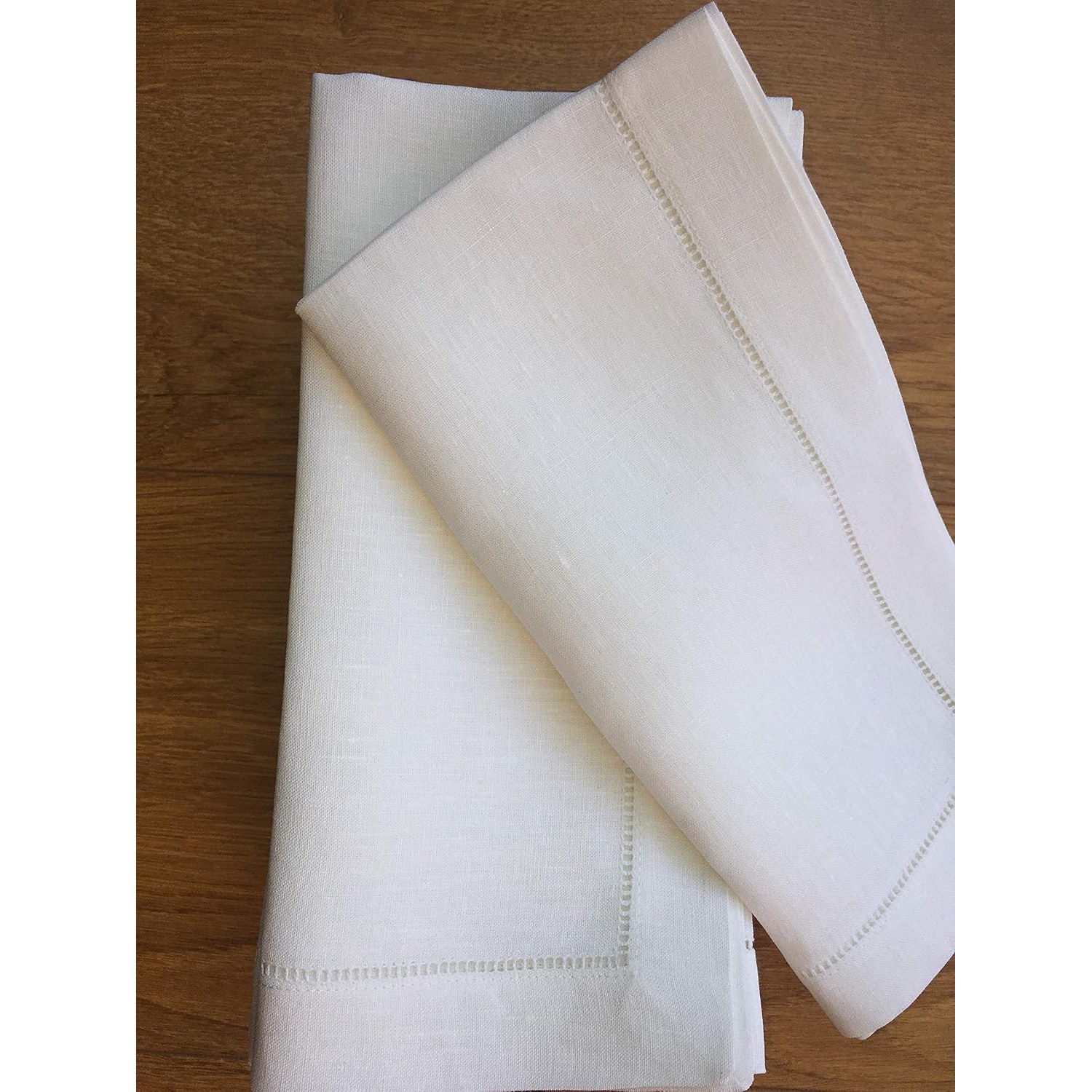 White Linen Hemstitch Napkins, Set of 12: image 5