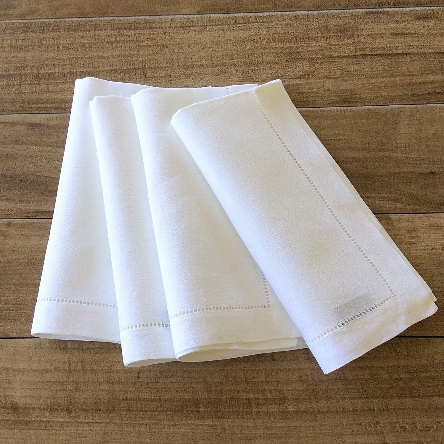 White Linen Hemstitch Napkins, Set of 12: image 7