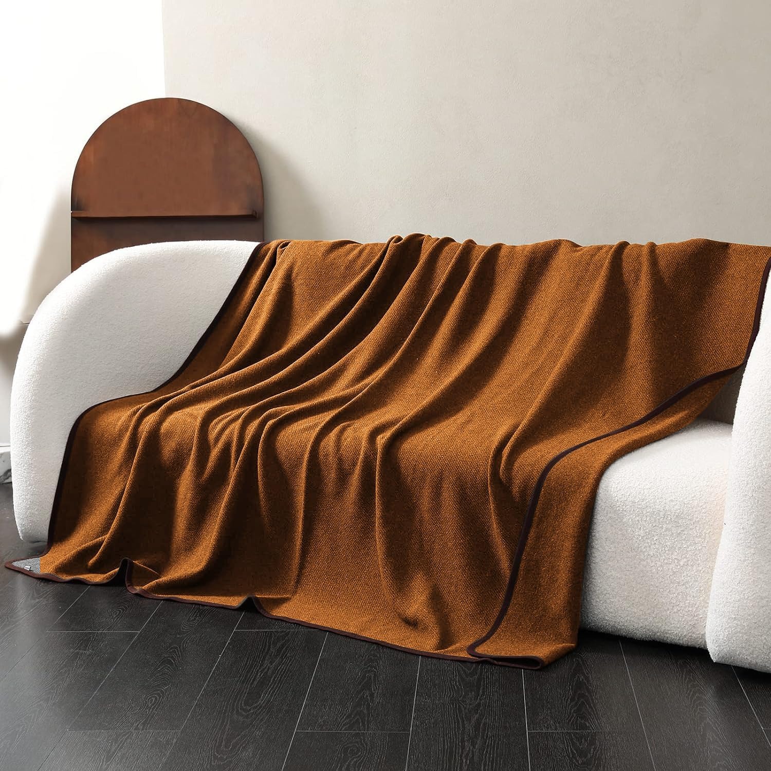 Merino Blend Blanket 160 x 200 cm (25% Merino Wool), Pumpkin Orange
