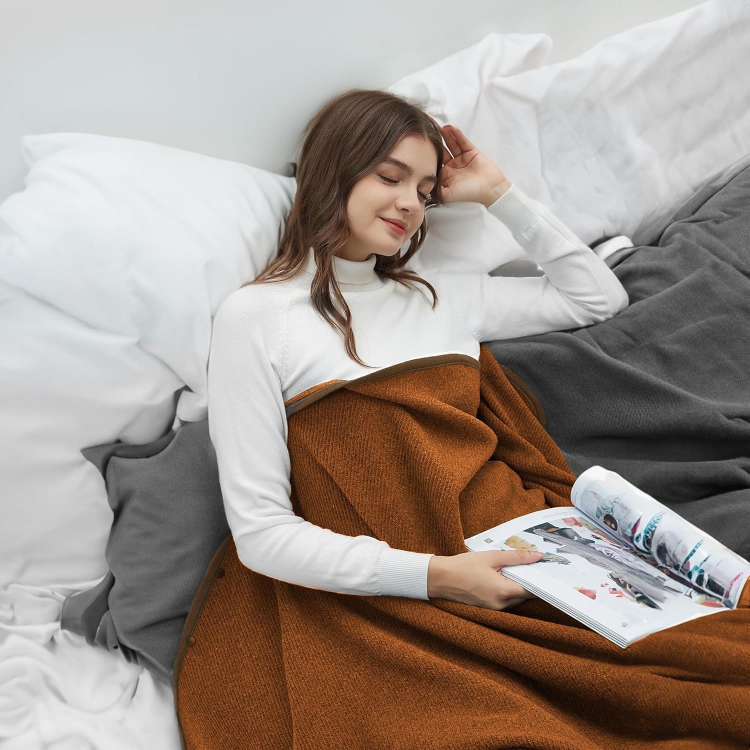 Merino Blend Blanket 160 x 200 cm (25% Merino Wool), Pumpkin Orange